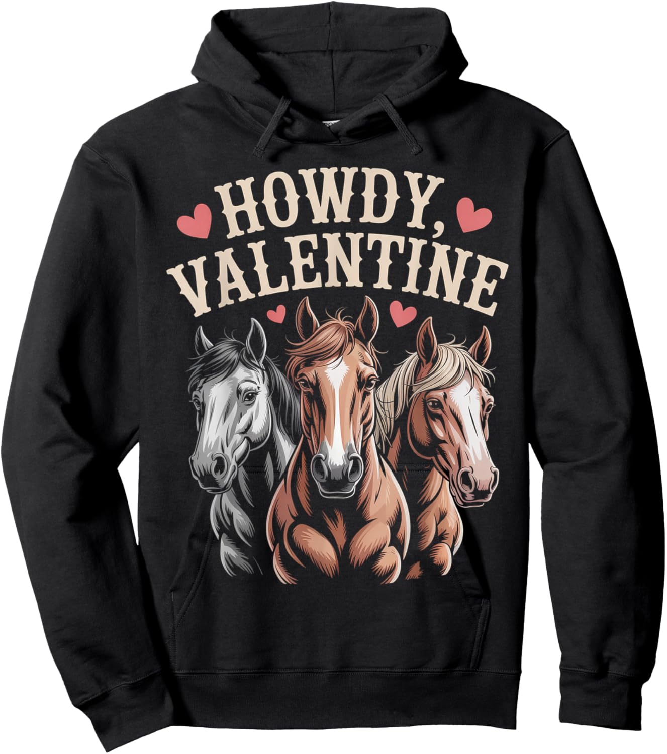 Howdy Valentine Cute Horses Valentines´s Day Hoodie - Hoodie | Black