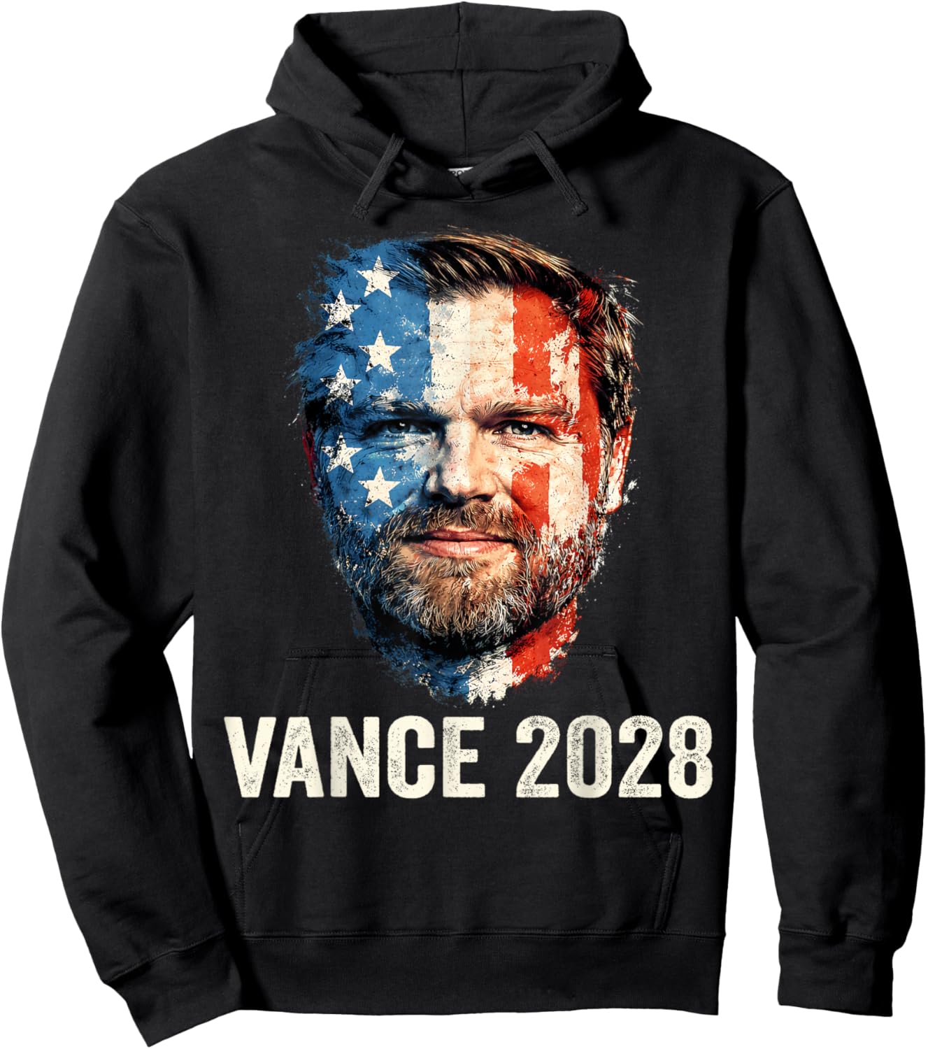 Vance 2028 President 48 US Flag Republican J.D. Vance Retro Hoodie - Hoodie | Black