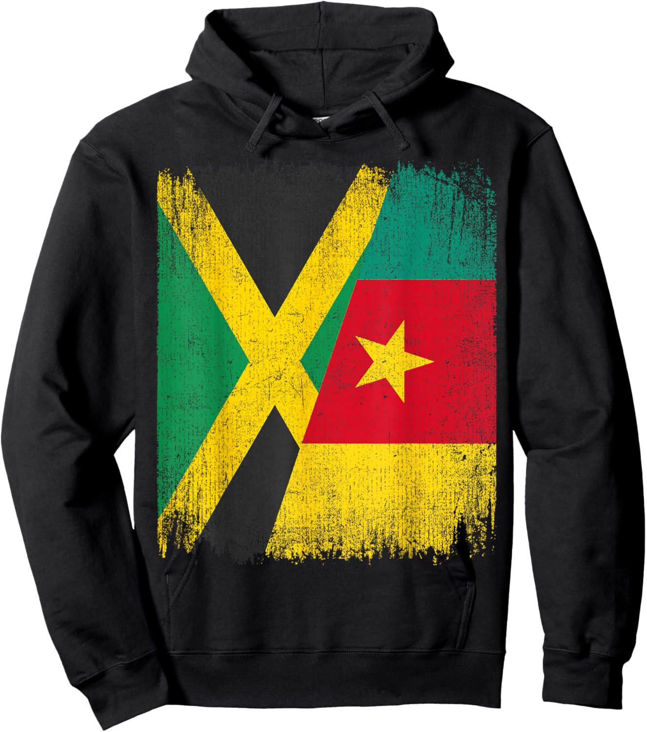 Half Jamaica Cameroon Flag Jamaican Cameroonian Pride Roots Hoodie - Hoodie | Black