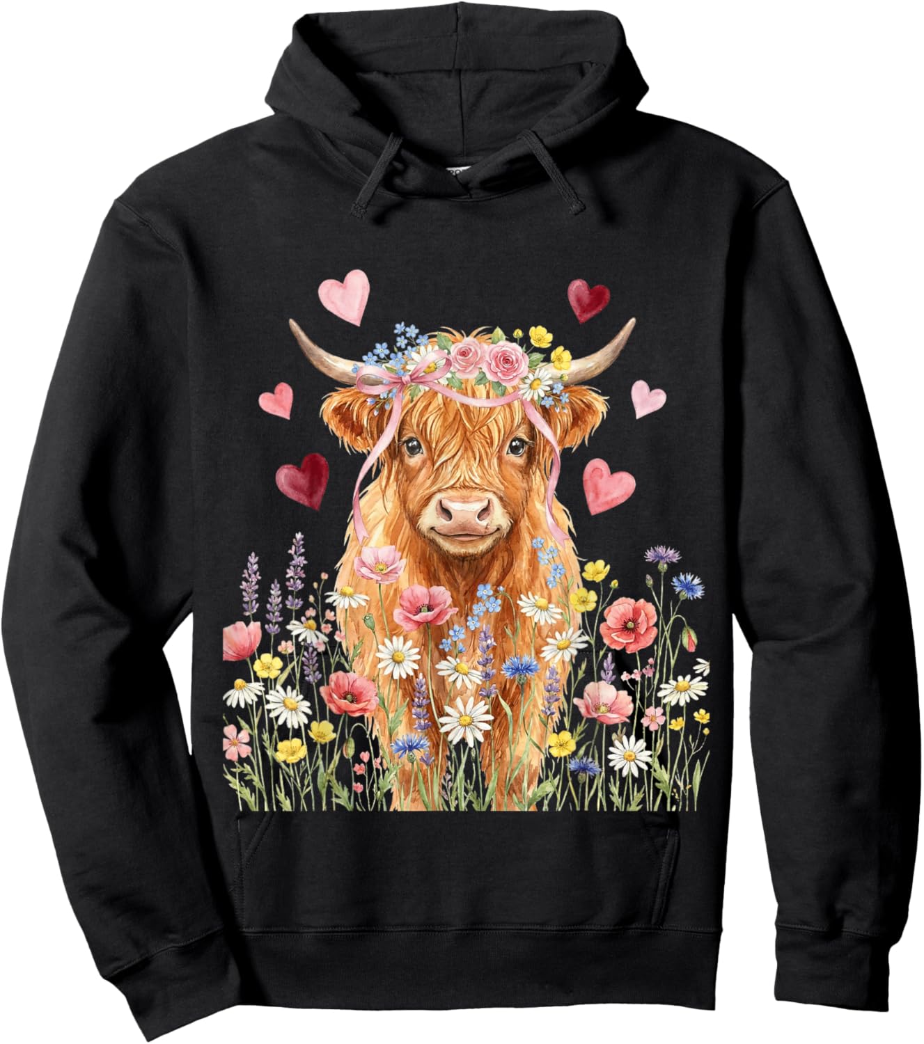 Cute Highland Cow Women Girls Kid Scottish Cow Highland Cow Hoodie - Hoodie | Black