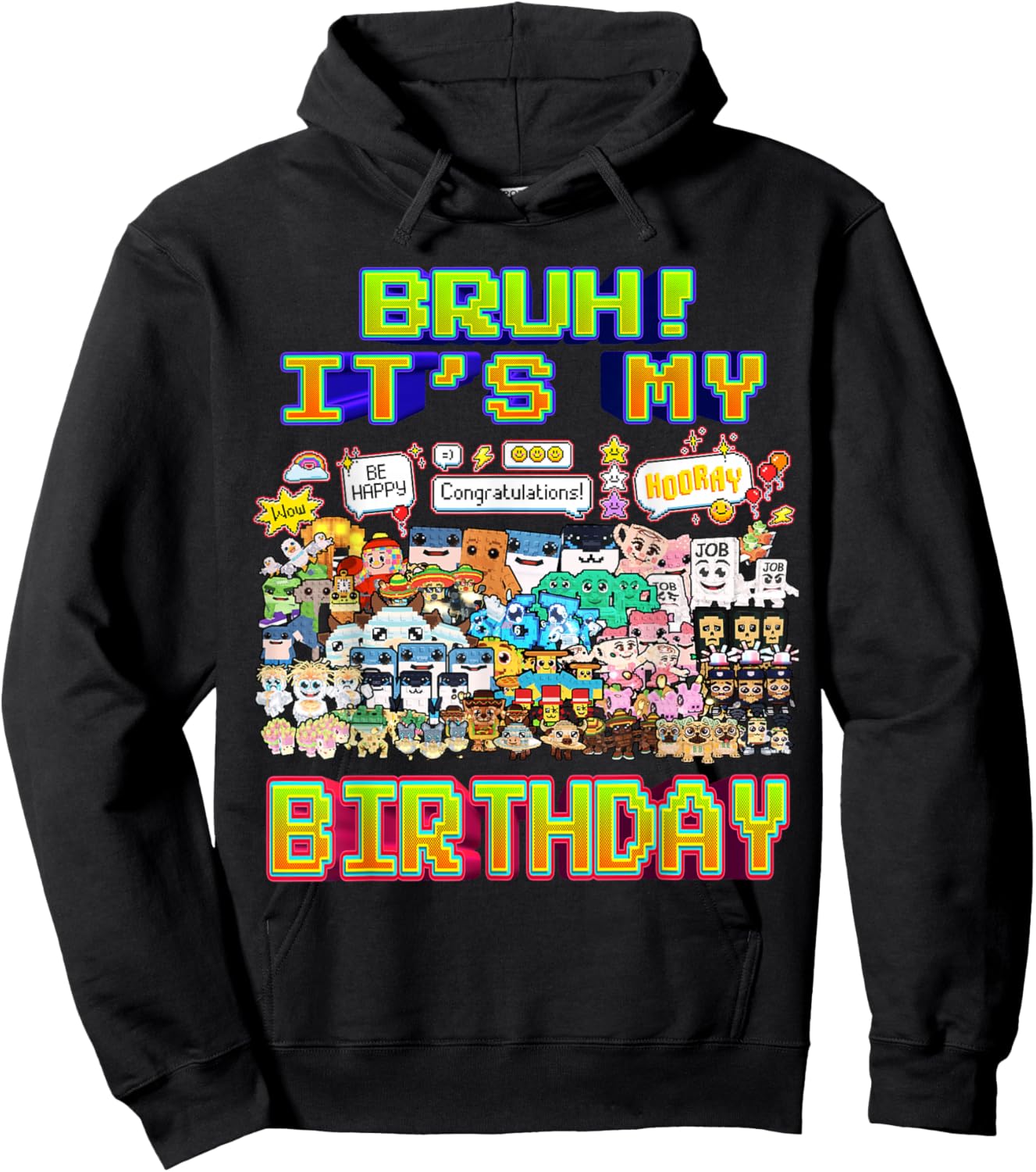 Bruh It's My Birthday All Baby Brainrot Funny for Kids Teens Hoodie - Hoodie | Black
