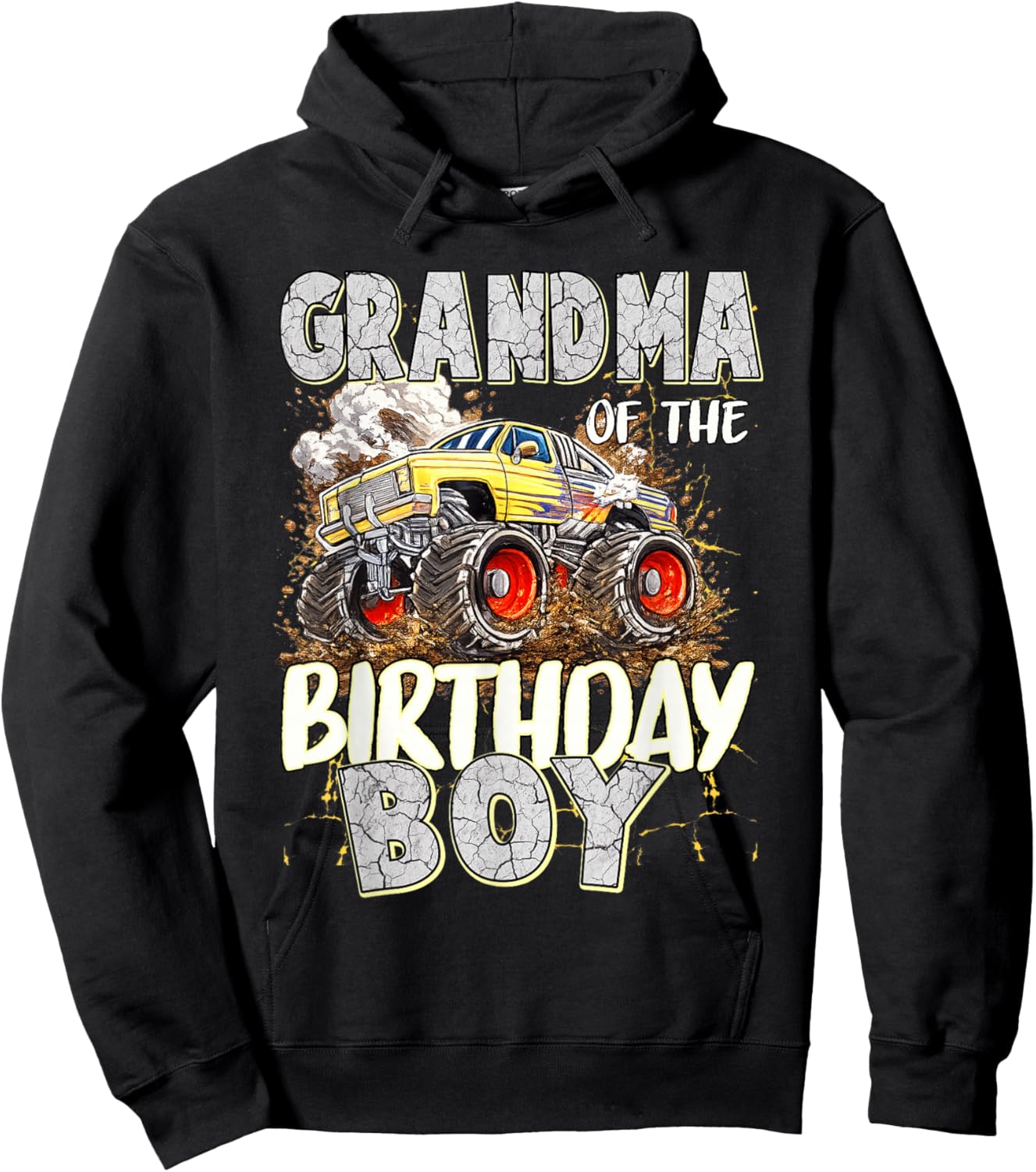 Grandma of The Birthday Boy Monster Truck Birthday Hoodie - Hoodie | Black