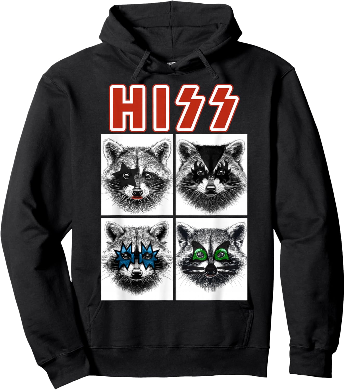 Retro Raccoon Rock Music Gift Rock Festival Funny Raccoon Hoodie - Hoodie | Black