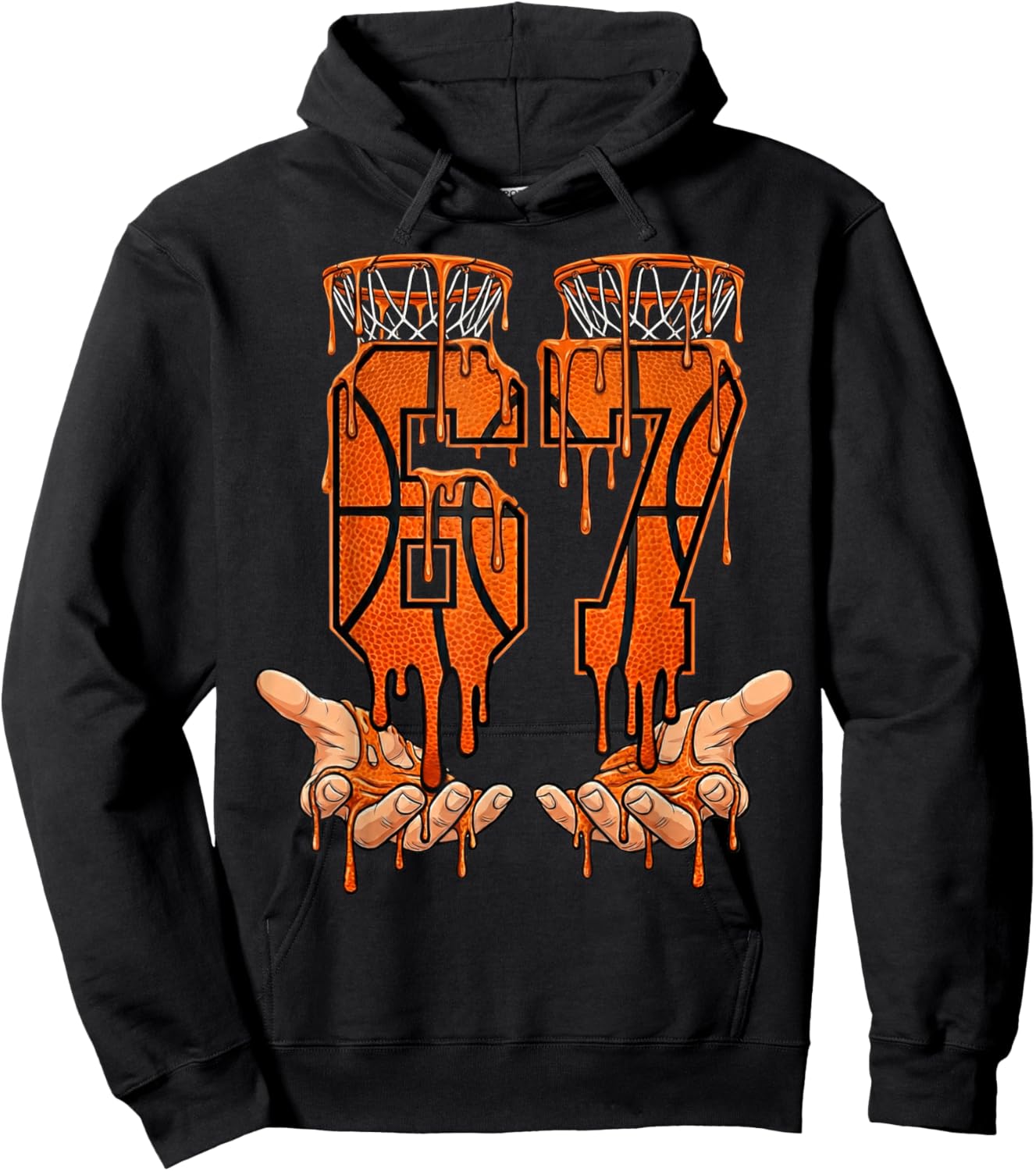 Basketball 67 Hands Dripping 6-7 Meme Six Seven Funny Slang Hoodie - Hoodie | Black