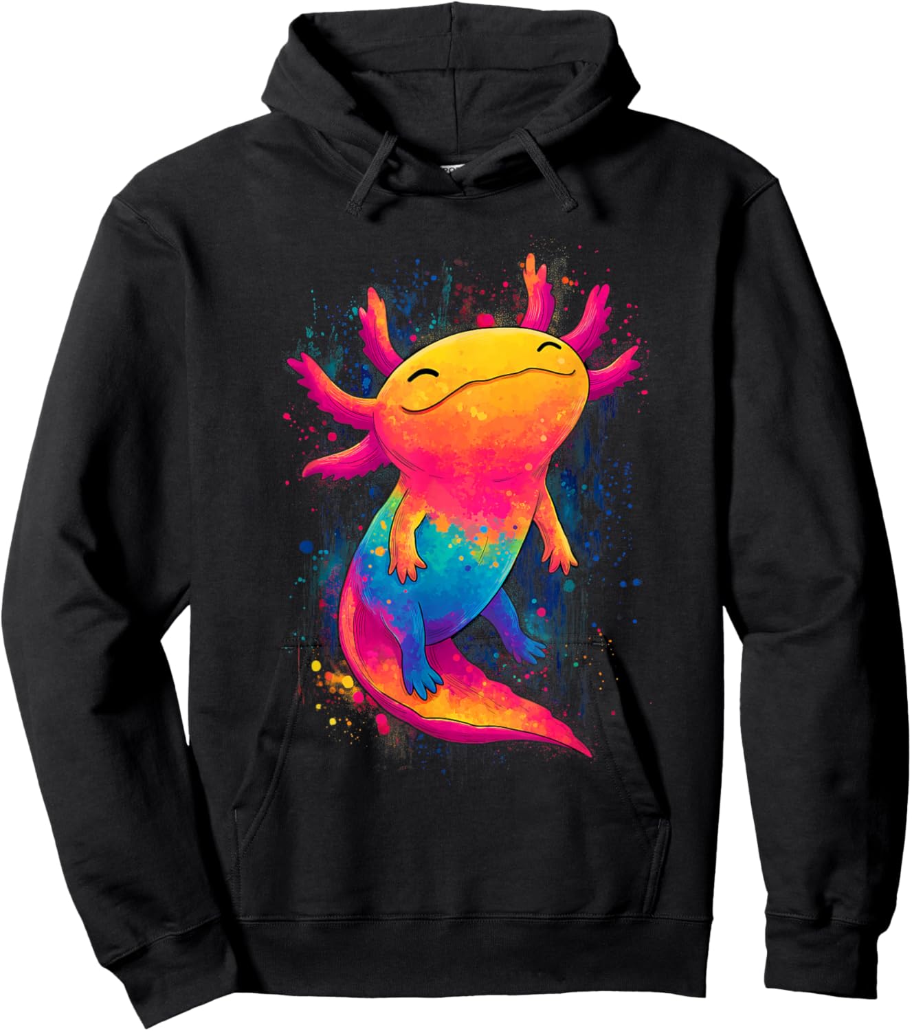 Colorful Rainbow Axolotl Cute Kawaii Style Hoodie - Hoodie | Black