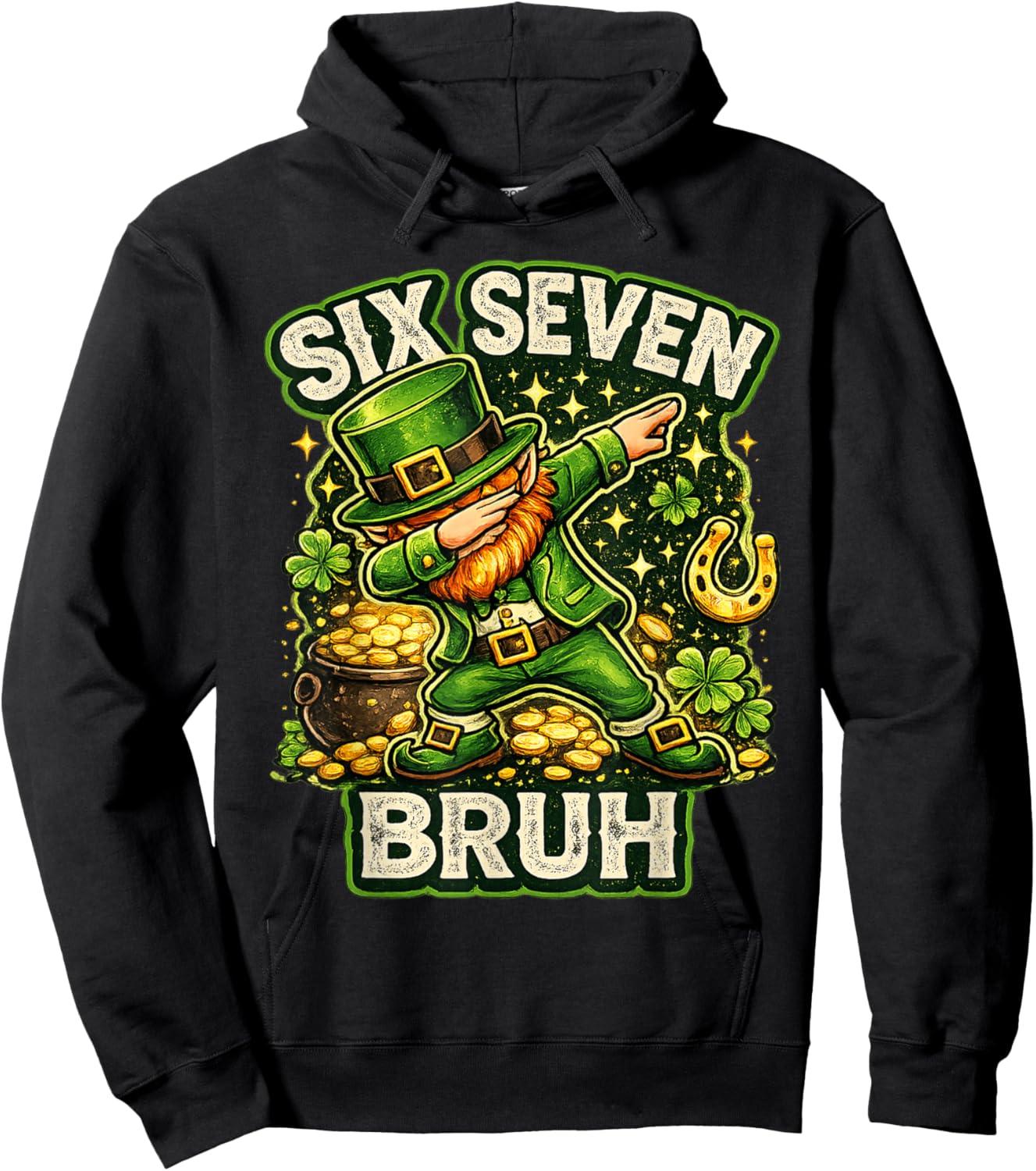 Bruh St Patricks Day Six Seven Kids Boys Men Women 67 Meme Hoodie - Hoodie | Black