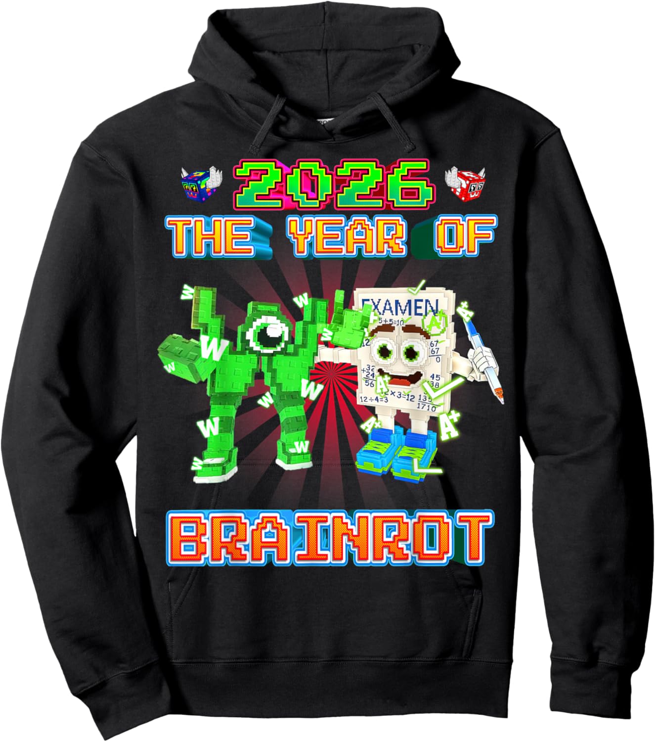 2026 The Year of W and Yess Examen Brainrots Boys Kids Teens Hoodie - Hoodie | Black