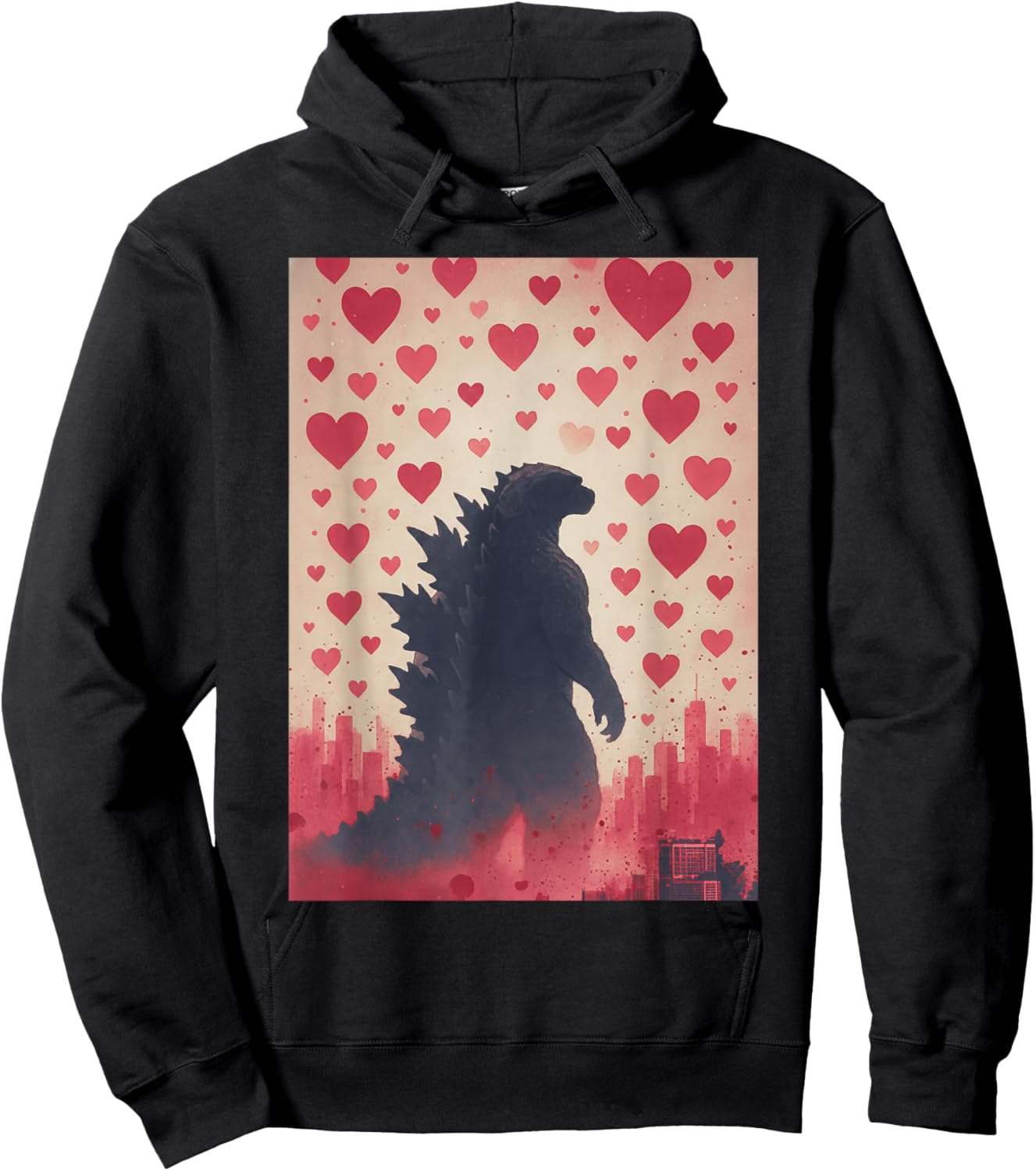 Japanese Valentine Kaiju Monster Art Men Boys Kids Hoodie - Hoodie | Black