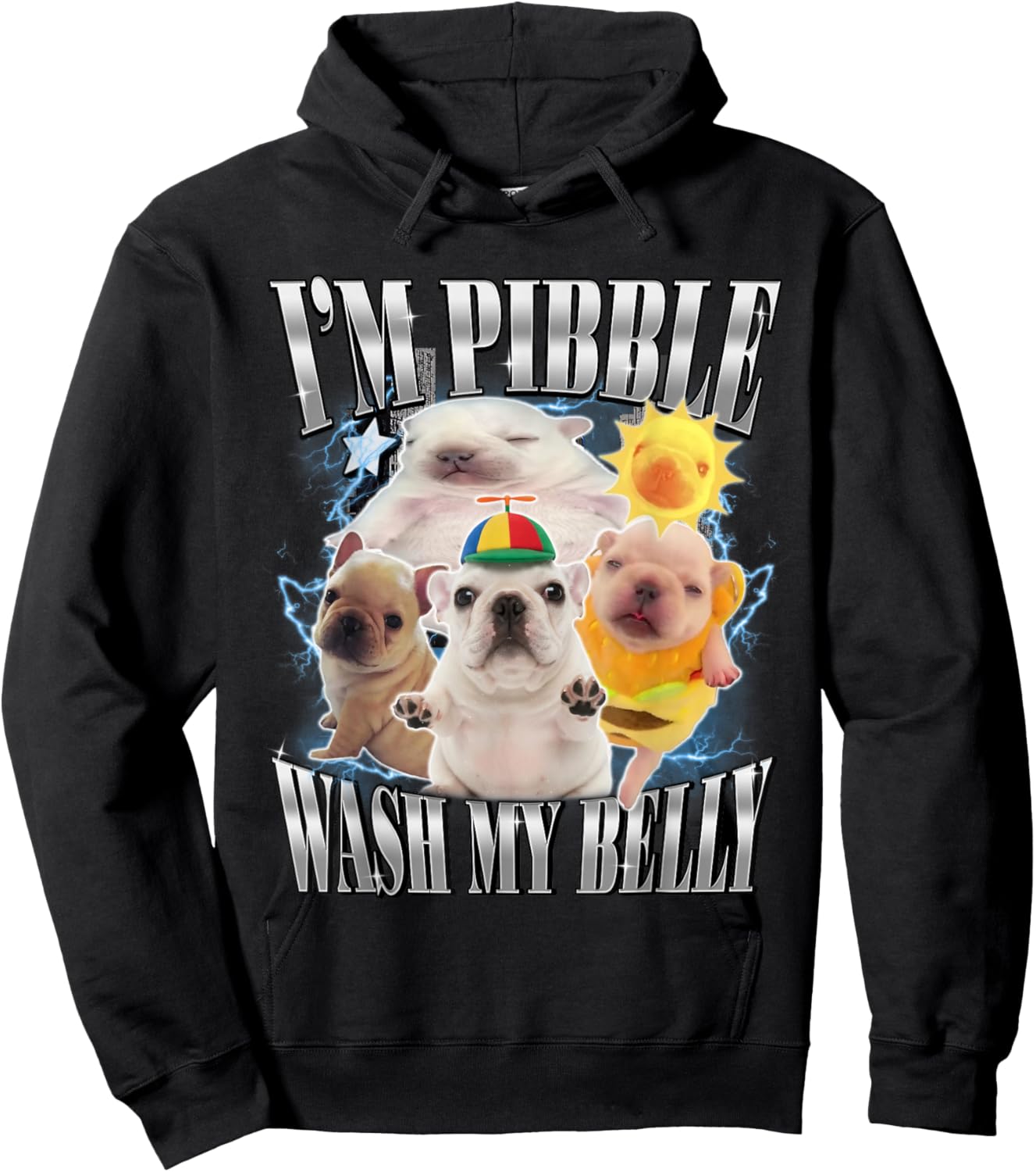 Funny Pibble Dog Meme Brainrot Wash My Belly Hoodie - Hoodie | Black