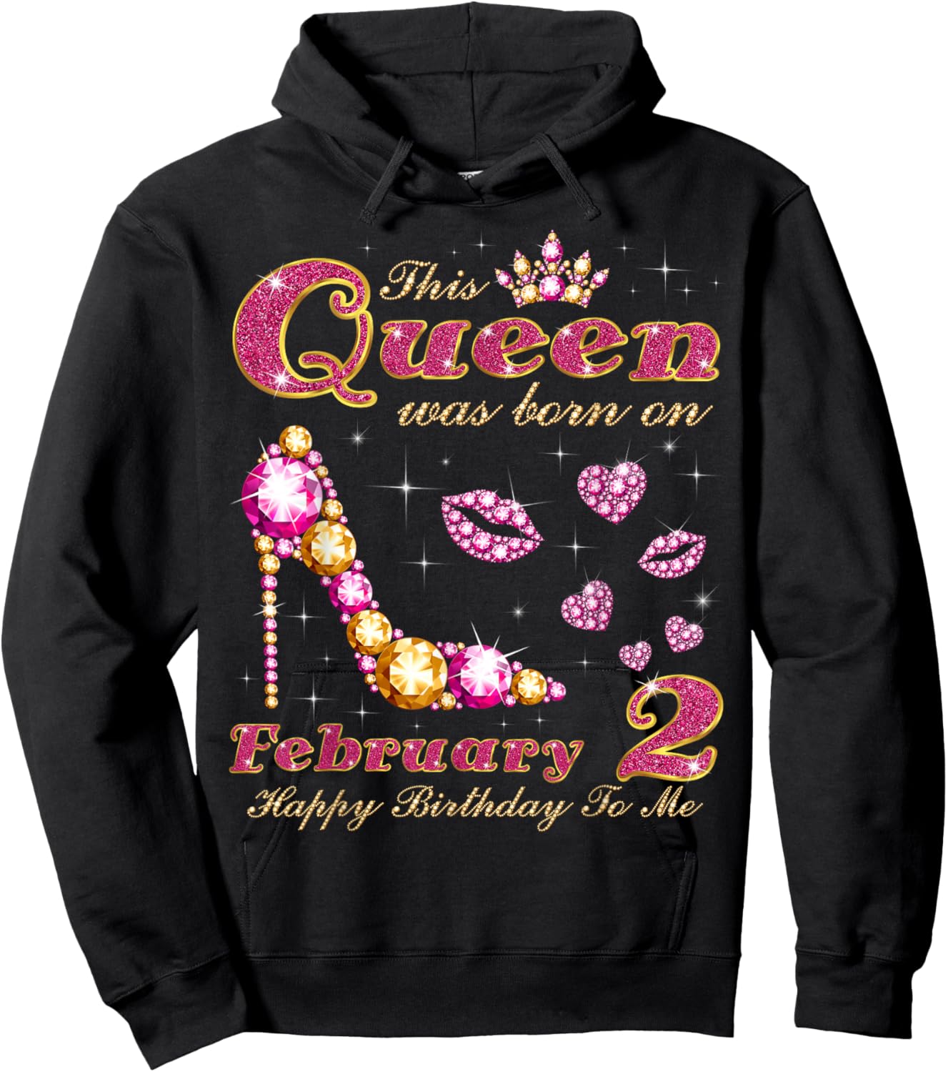 This Queen was Born on February 2, 2nd February Birthday Hoodie - Hoodie | Black