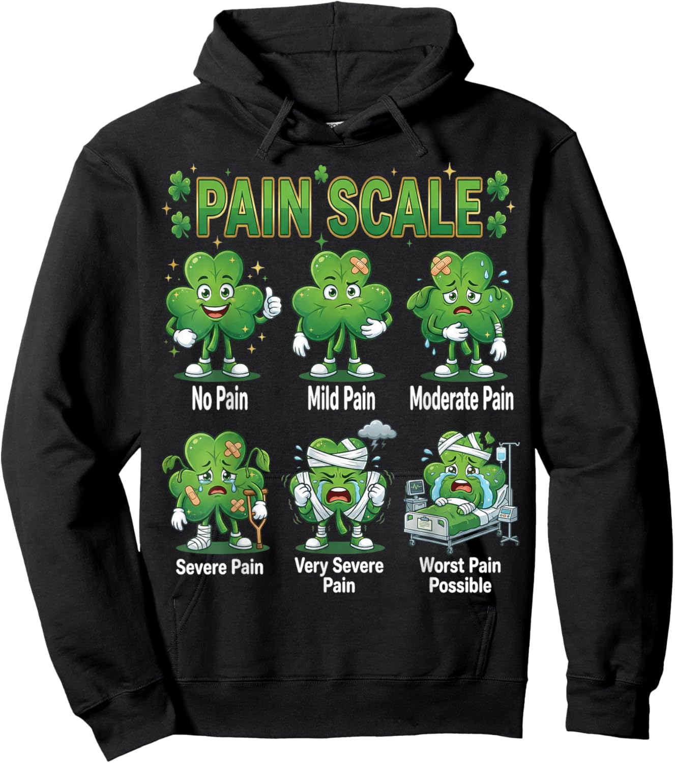 Funny Pain Scale Nurse St Patricks Day Nurses Irish RN ER Hoodie - Hoodie | Black