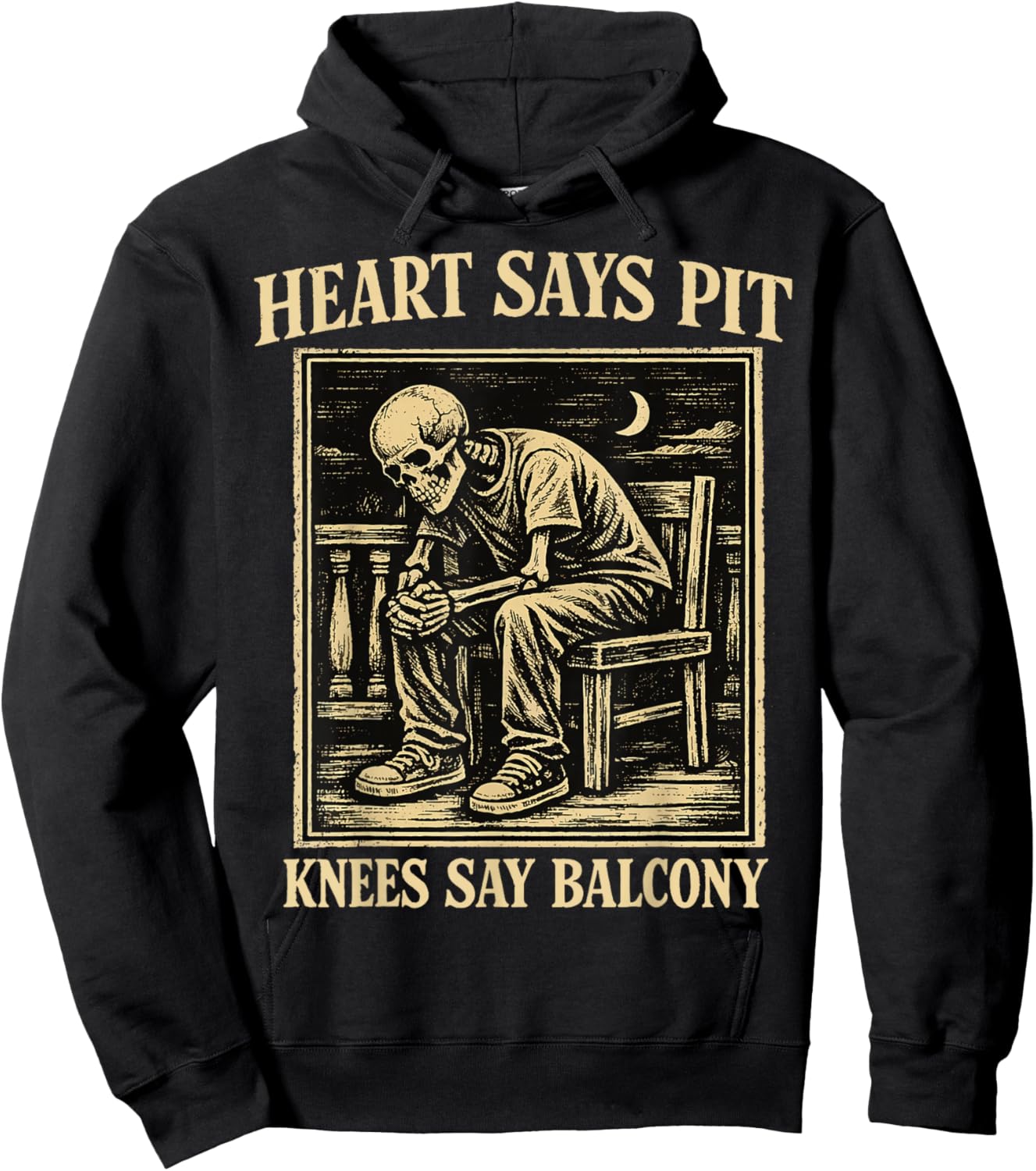 Heart Says Pit Knees Say Balcony Funny Concert Humor Hoodie - Hoodie | Black