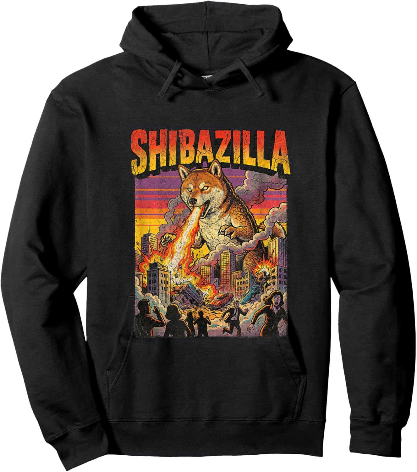 Shibazilla Giant Shiba Inu Monster Movie Dog Parody Hoodie - Hoodie | Black
