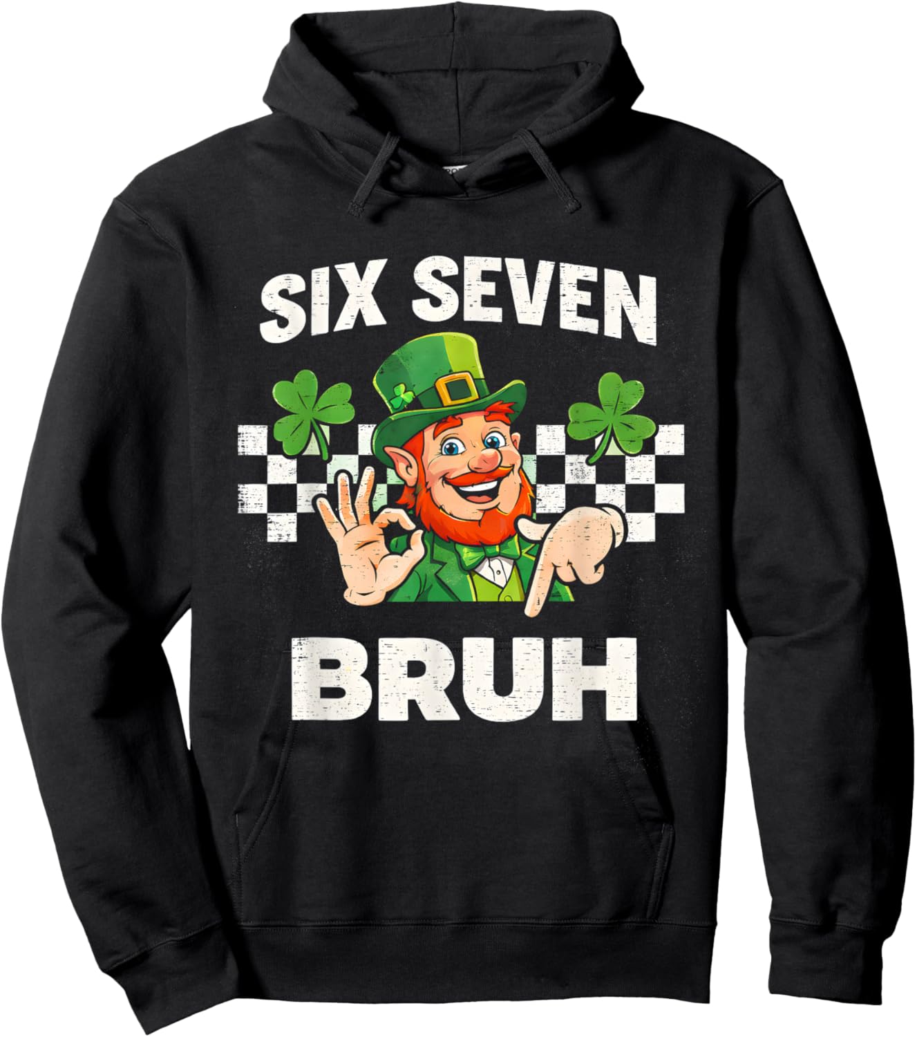 Six Seven Bruh St Patricks Day 6 7 Meme 67 Kids Youth Boys Hoodie - Hoodie | Black