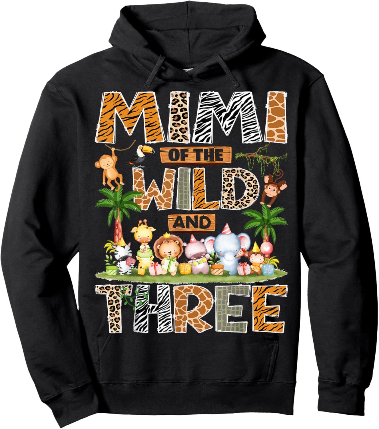 Mimi of The Wild & Three 3rd Birthday Boy Safari Jungle Hoodie - Hoodie | Black