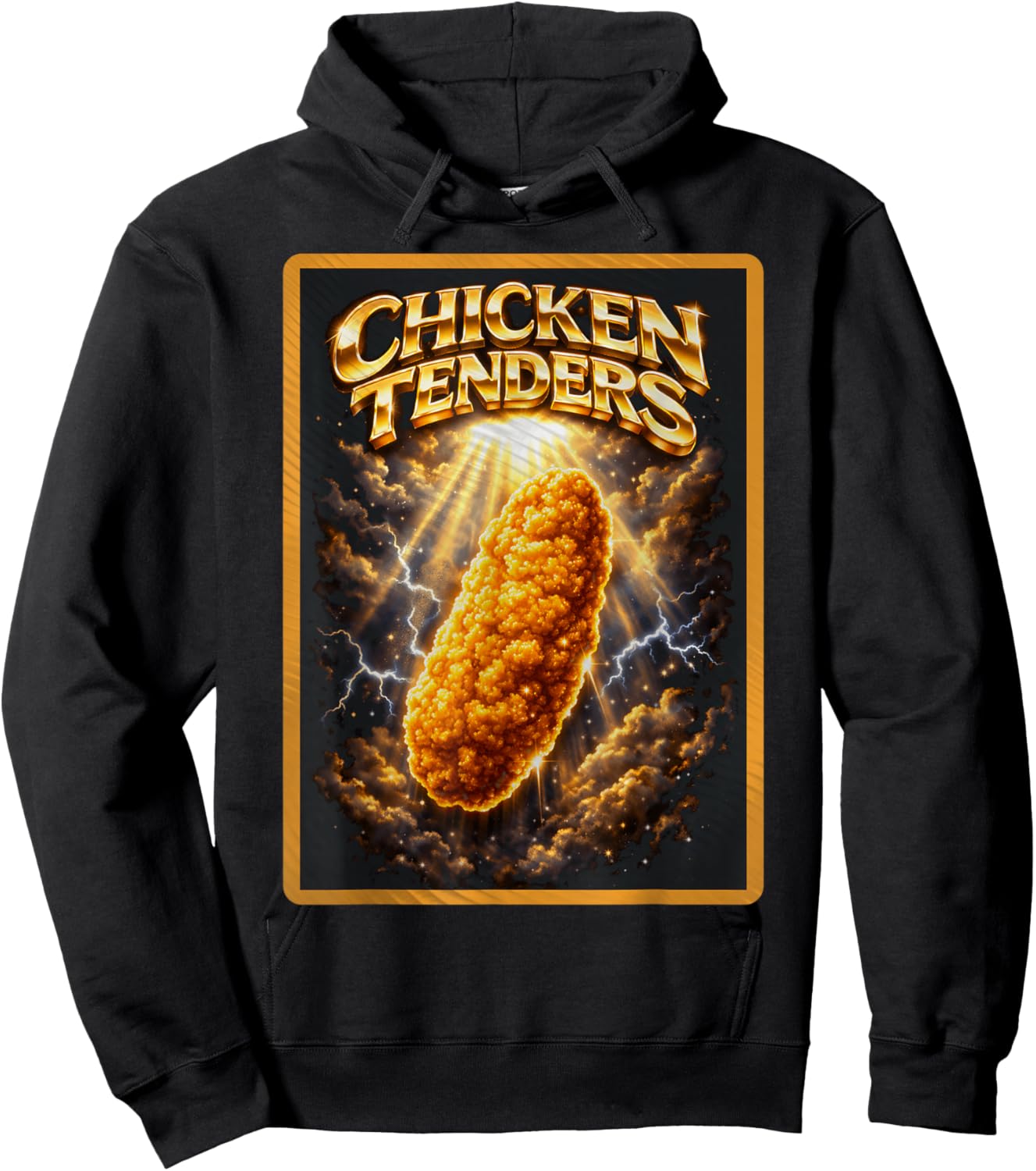 Funny Chicken Tenders Retro Graphic Vintage Gen Z Meme Humor Hoodie - Hoodie | Black