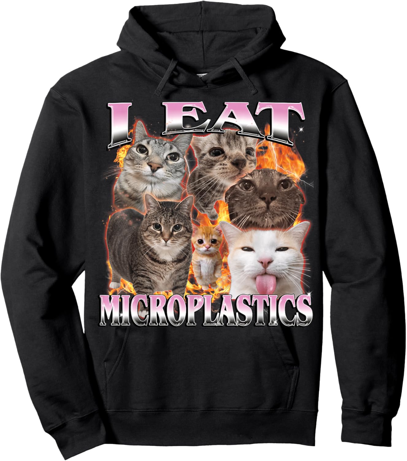 I Eat Microplastics Funny Cat Meme Bootleg Women Hoodie - Hoodie | Black