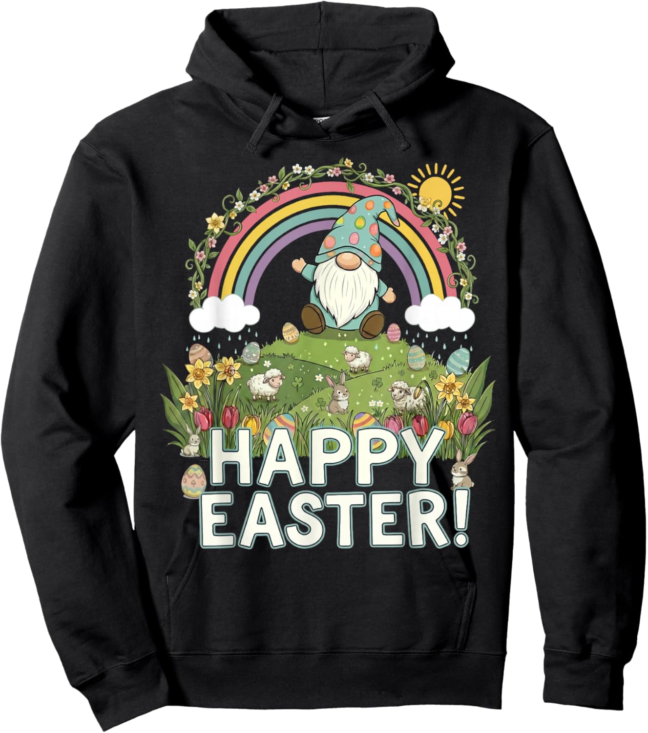 Happy Easter Garden Gnome Egg Hunt Gift Men Women Kids Hoodie - Hoodie | Black
