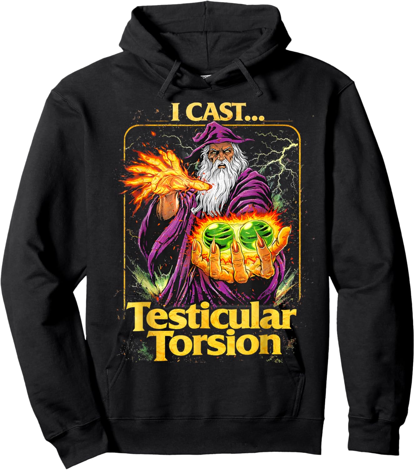 I Cast Testicular Torsion Funny Wizard Meme Hoodie - Hoodie | Black