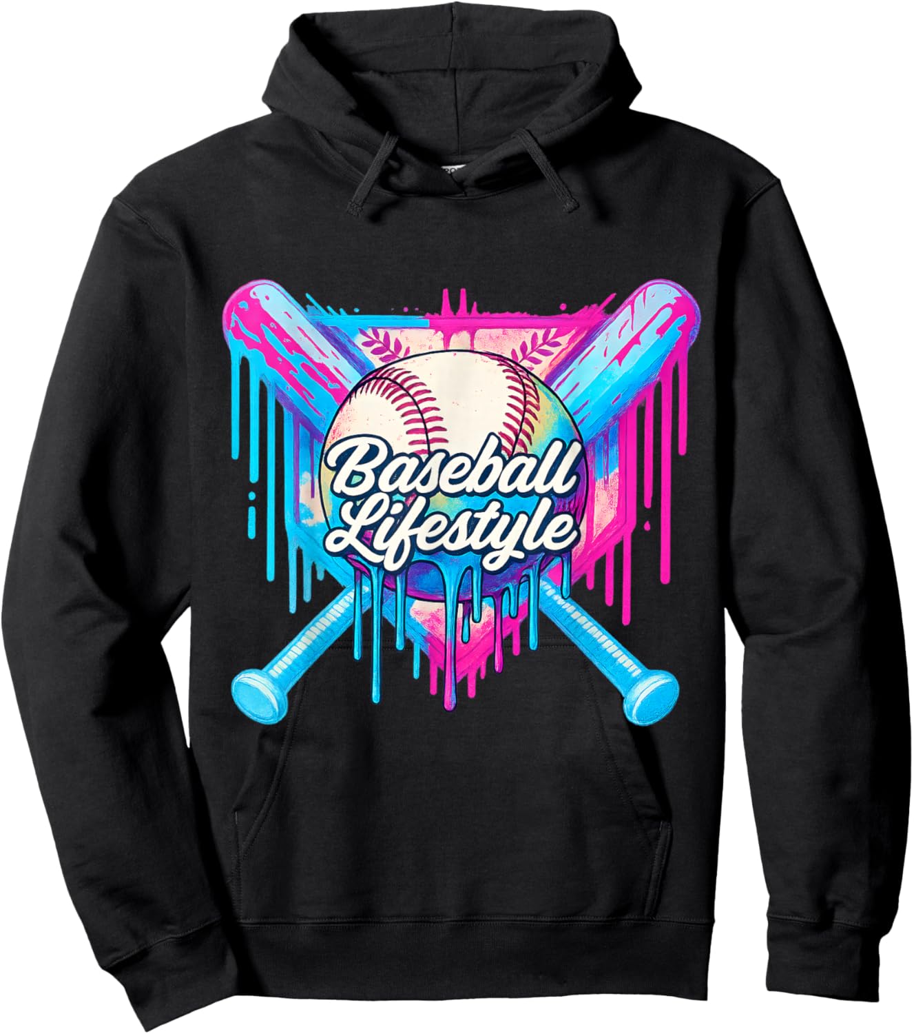 Baseball Life Style 101 Apparel Youth Drip Baseball Hoodie - Hoodie | Black