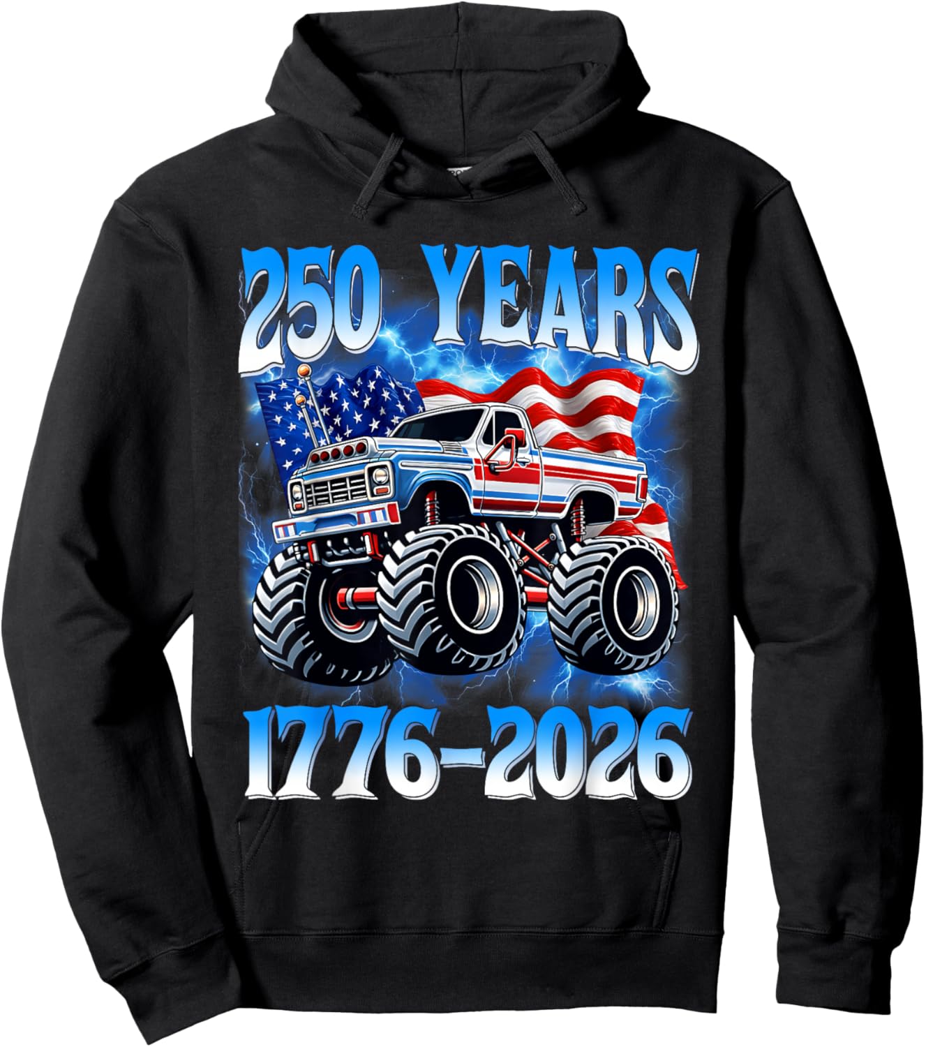 250 Years American 1776 2026 250th Toddler Boys 4th of July Hoodie - Hoodie | Black
