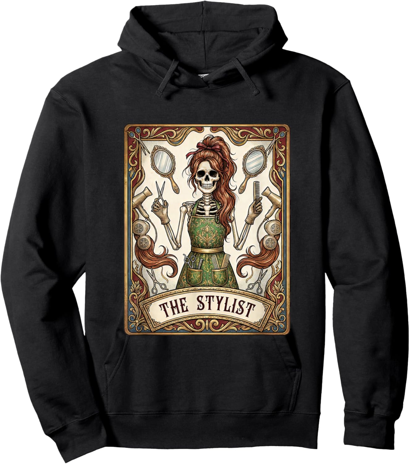 Hair Stylist Tarot Card Skeleton Cosmetology for Hairdresser Hoodie - Hoodie | Black