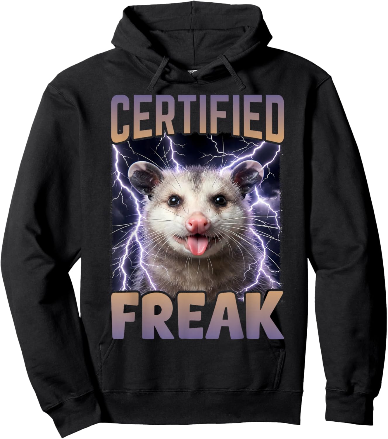 Certified Freak Possum Funny Cursed Meme Hoodie - Hoodie | Black