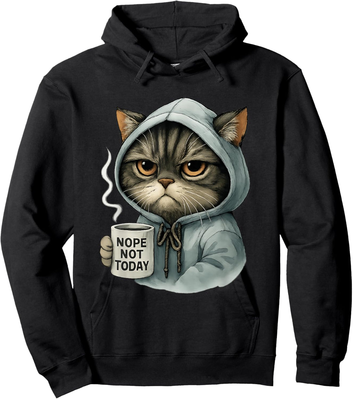 Cat Nope Not Today Hoodie - Hoodie | Black