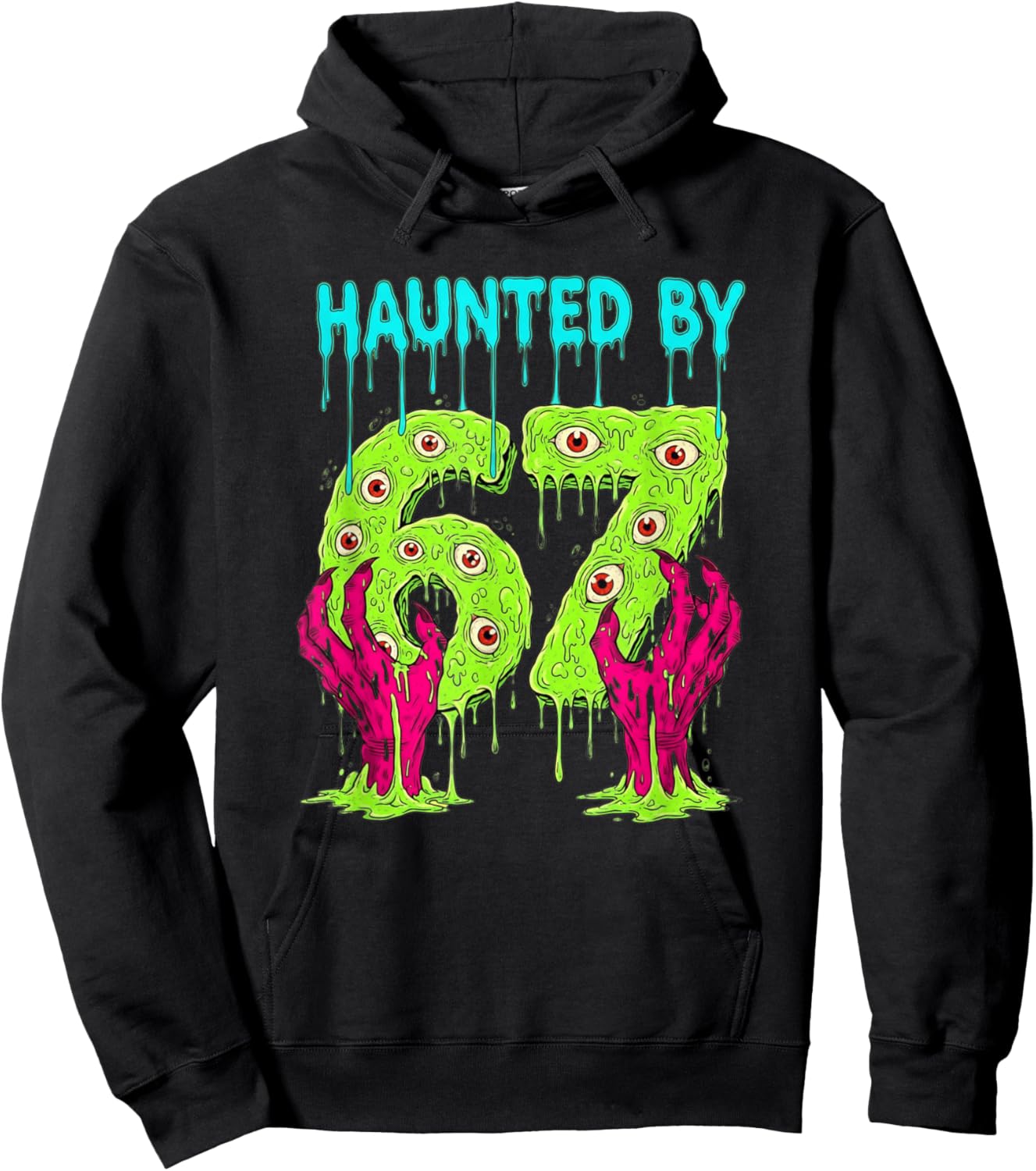 Haunted by 67 Funny Halloween Spooky Season Pumpkin Ghost 67 Hoodie - Hoodie | Black