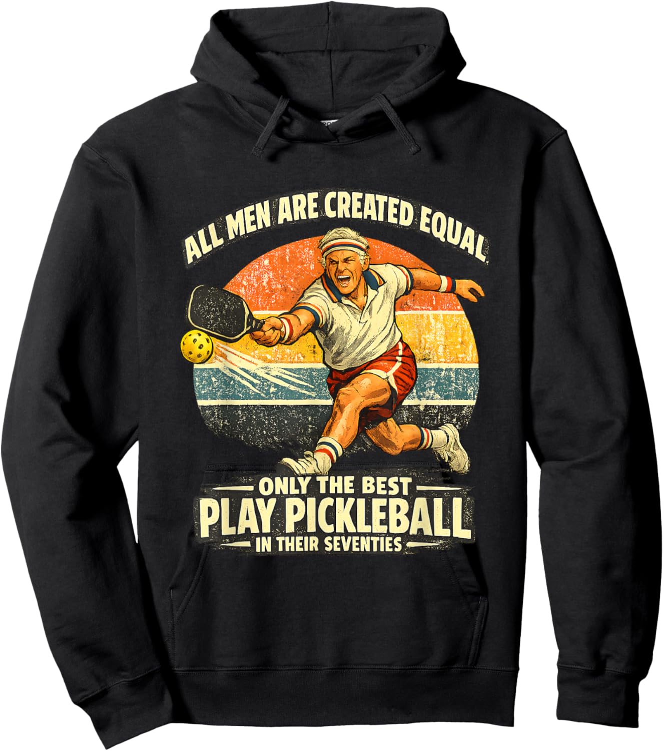 Funny 70th Birthday Pickleball Player 70 Years Old Paddle Hoodie - Hoodie | Black