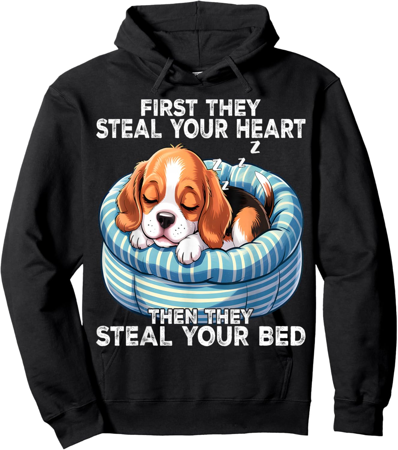 Beagle Sleeping Pajamas Nightgown Hoodie - Hoodie | Black