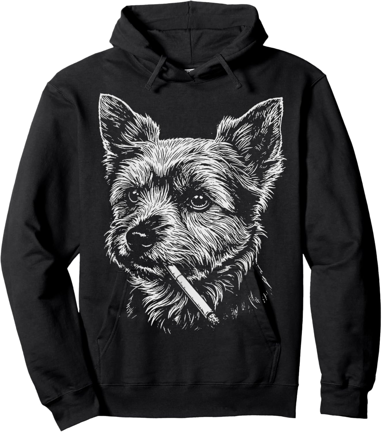 Yorkie Meme Funny Dog Smoking Cigarette Hoodie - Hoodie | Black