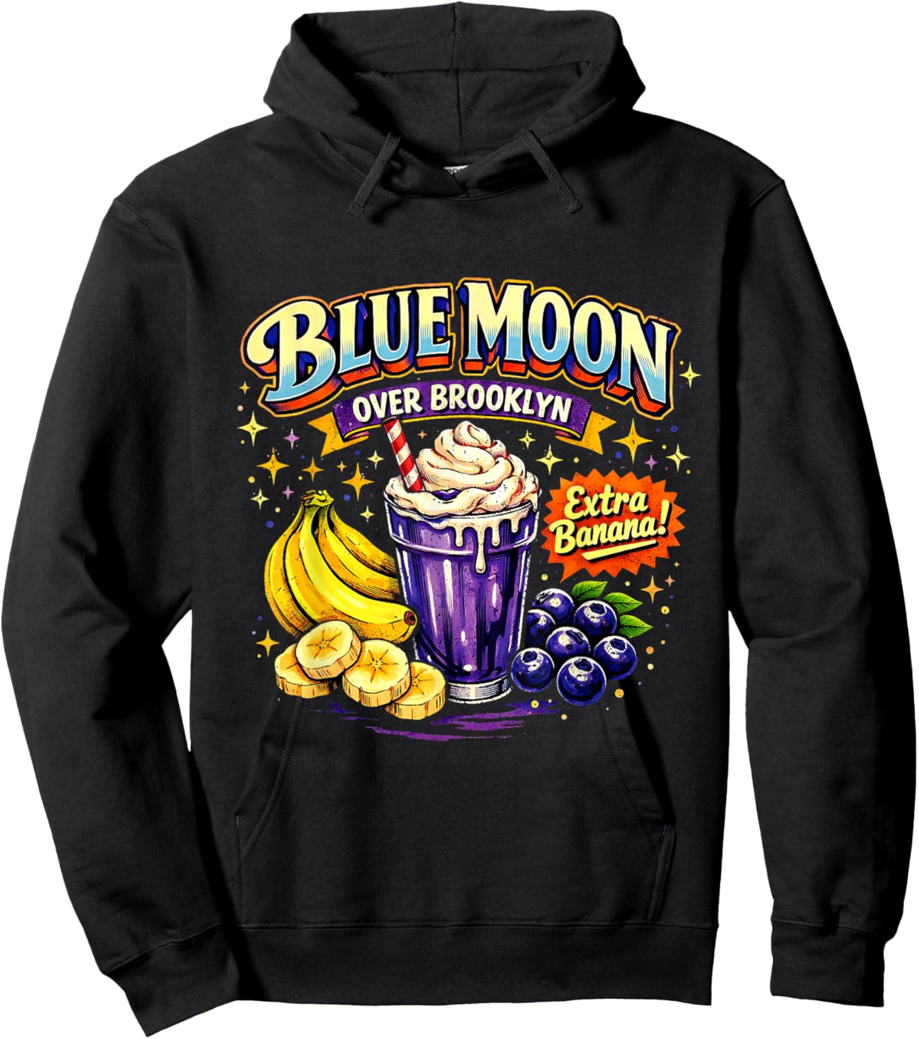 Blue Moon Over Brooklyn Extra Banana Blueberry Smoothie Art Hoodie - Hoodie | Black