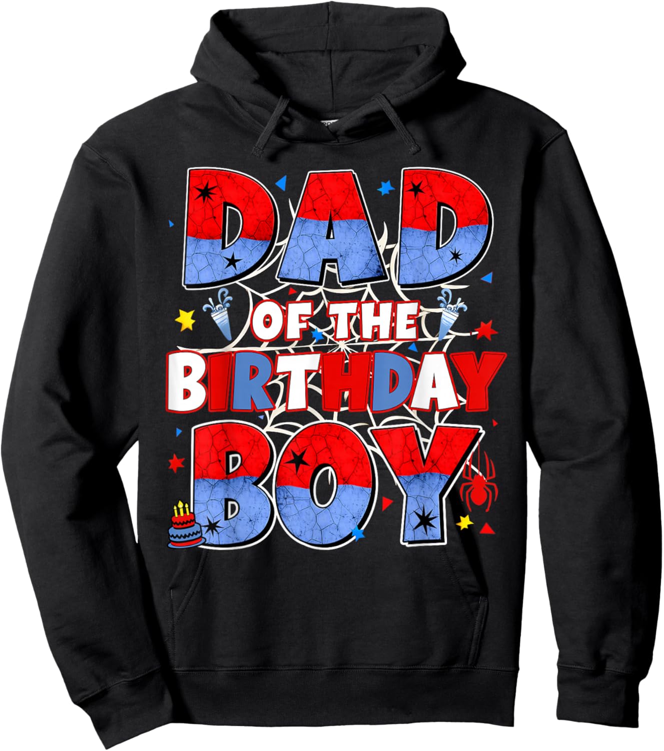 Dad of The Birthday Boy Family Spider Birthday Daddy Mom Hoodie - Hoodie | Black
