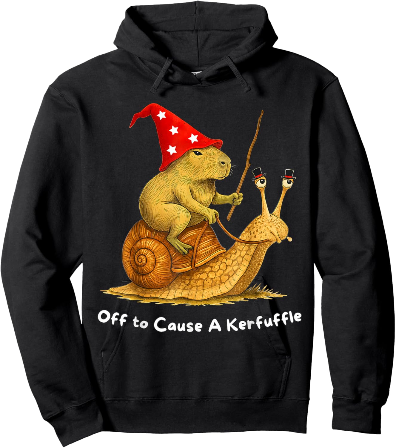 Witchy Capybara Snail Meme Humor Hoodie - Hoodie | Black