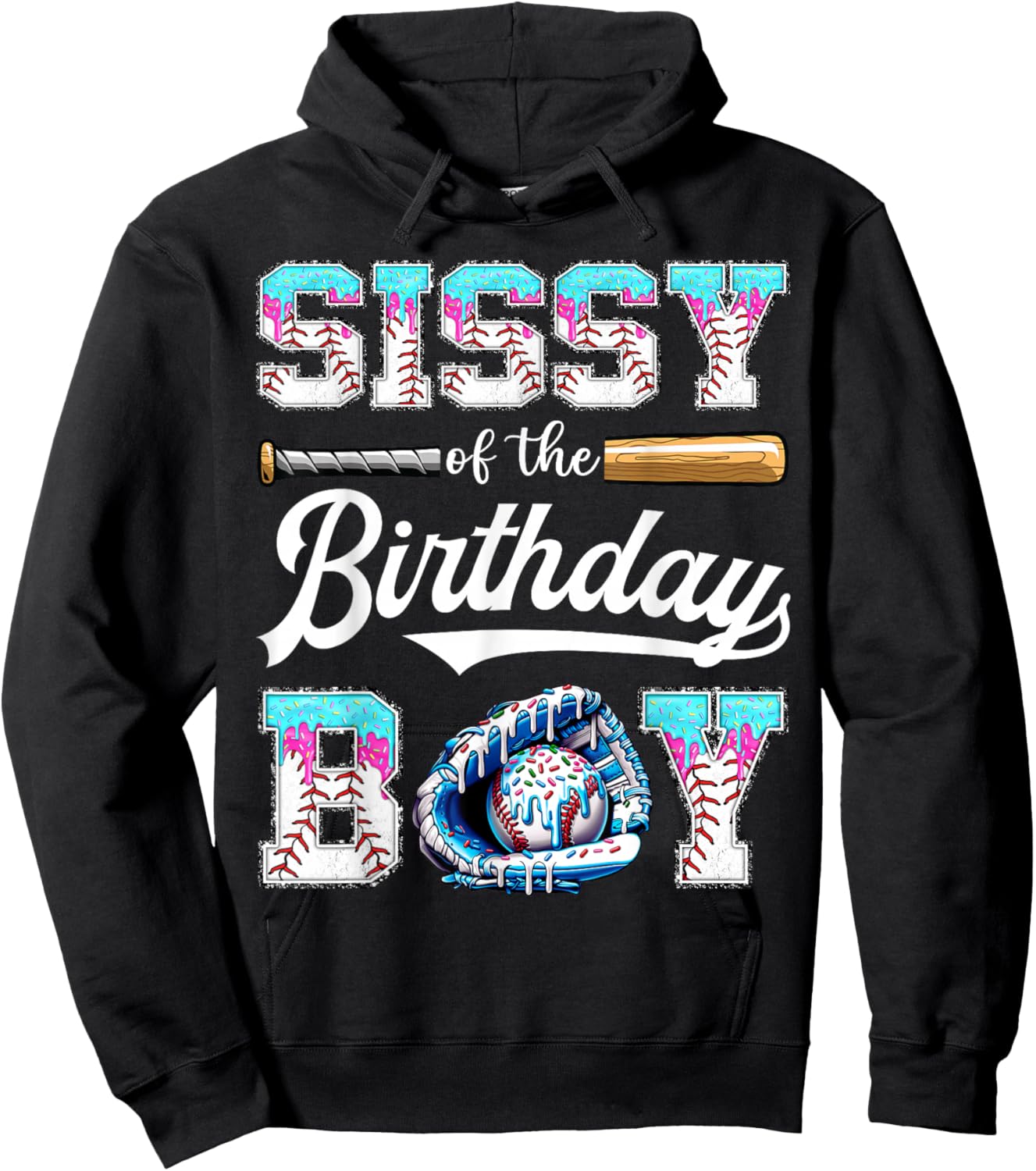 Sissy of The Birthday Boy Baseball Ice Cream Drip Matching Hoodie - Hoodie | Black