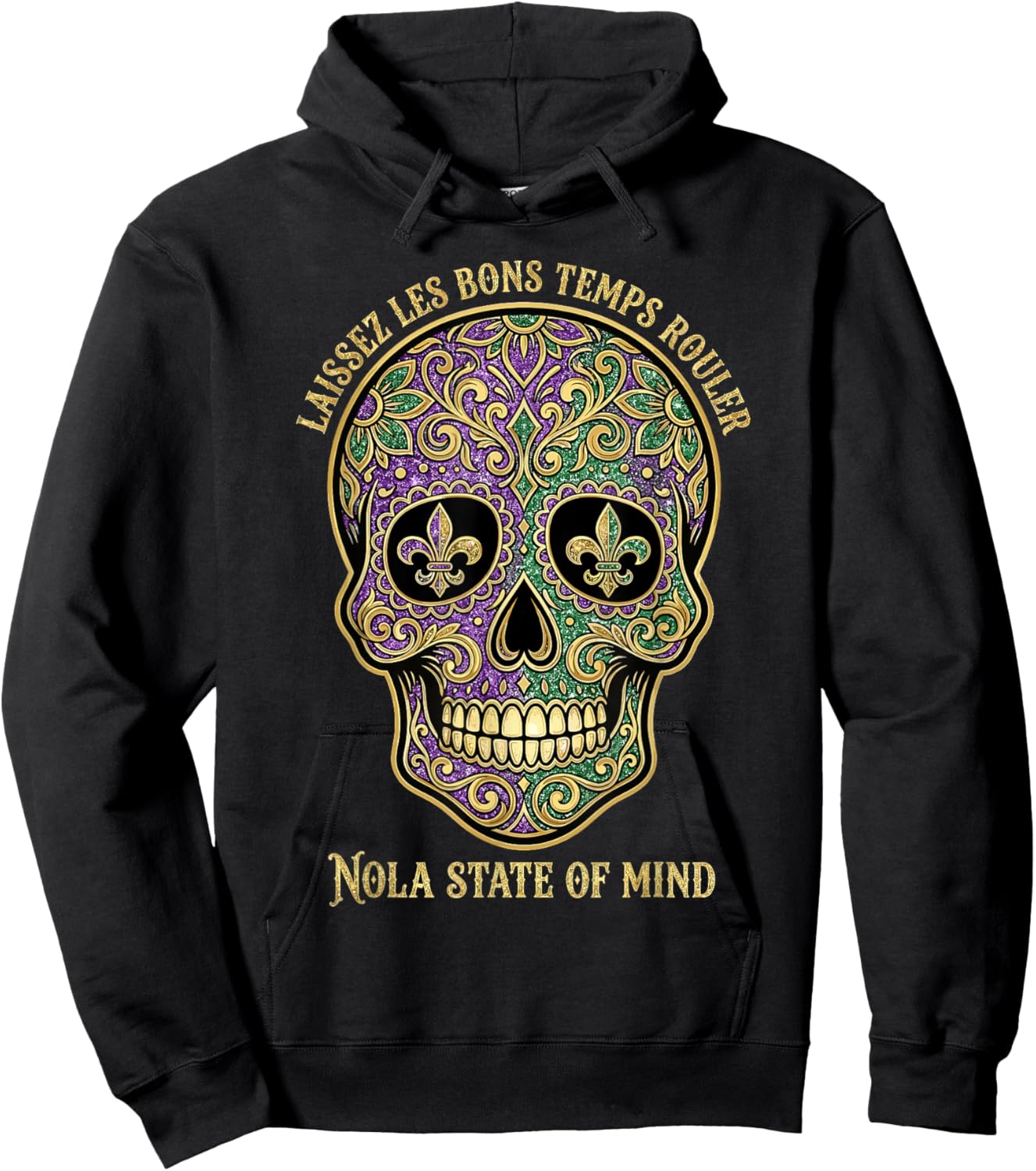 Laissez les bons Temps Rouler NOLA Sugar Skull New Orleans Hoodie - Hoodie | Black