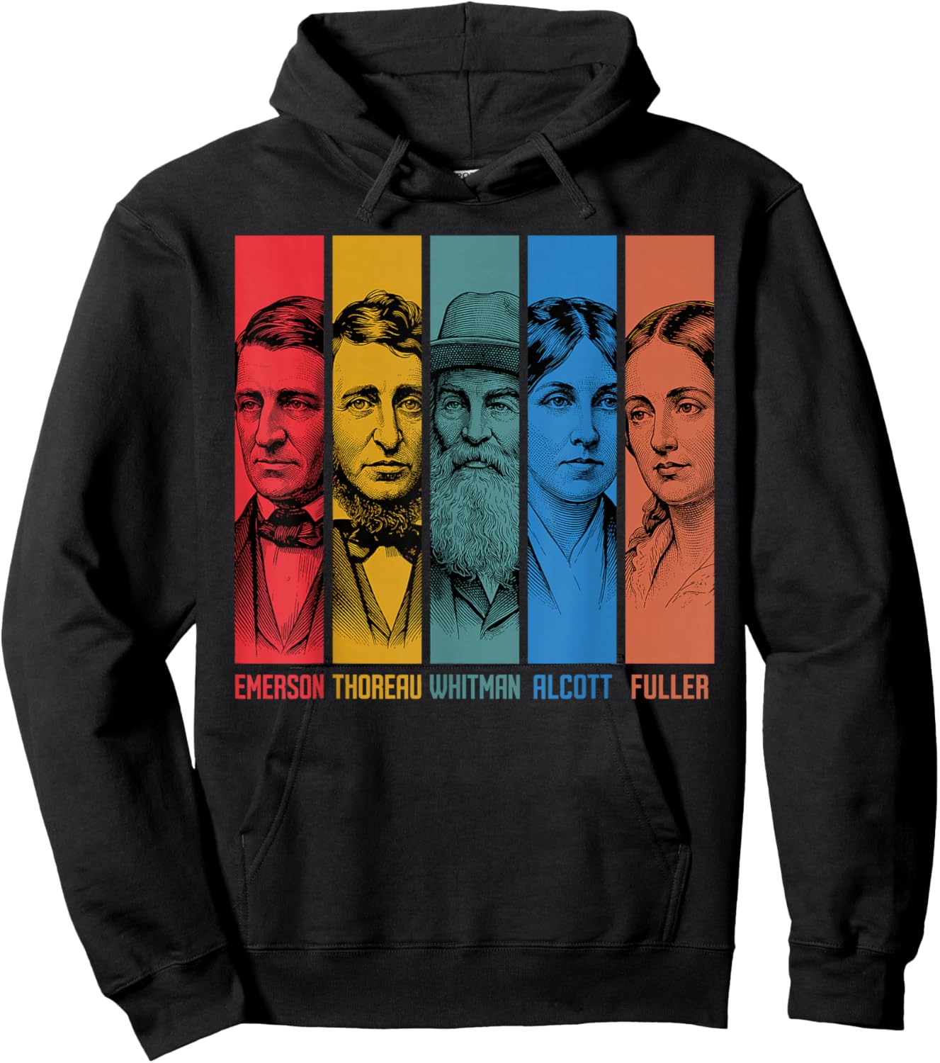 American Transcendentalists Emerson Thoreau Whitman Authors Hoodie - Hoodie | Black