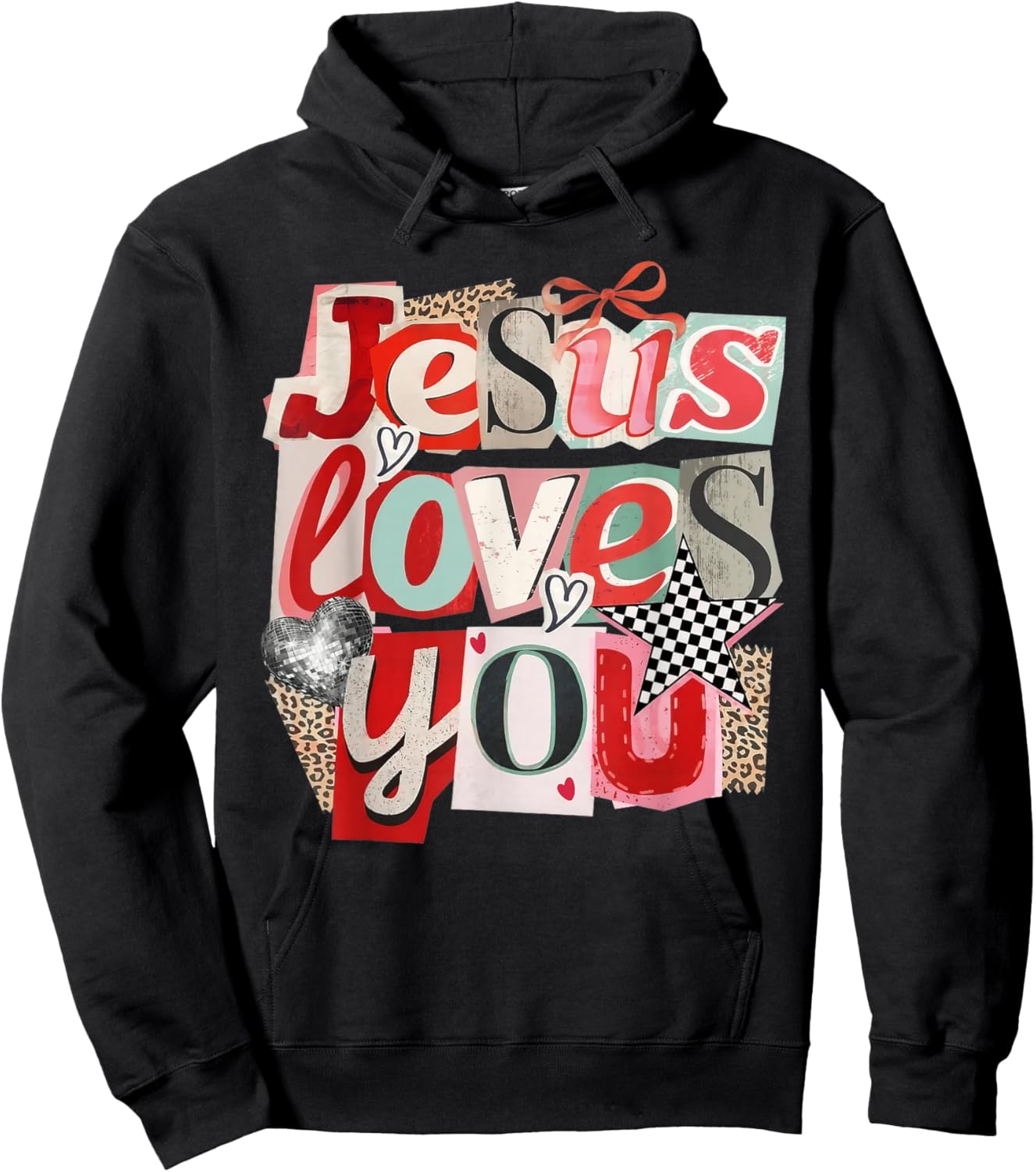 Jesus Loves You Retro Valentine Jesus Bible Verse Design Hoodie - Hoodie | Black