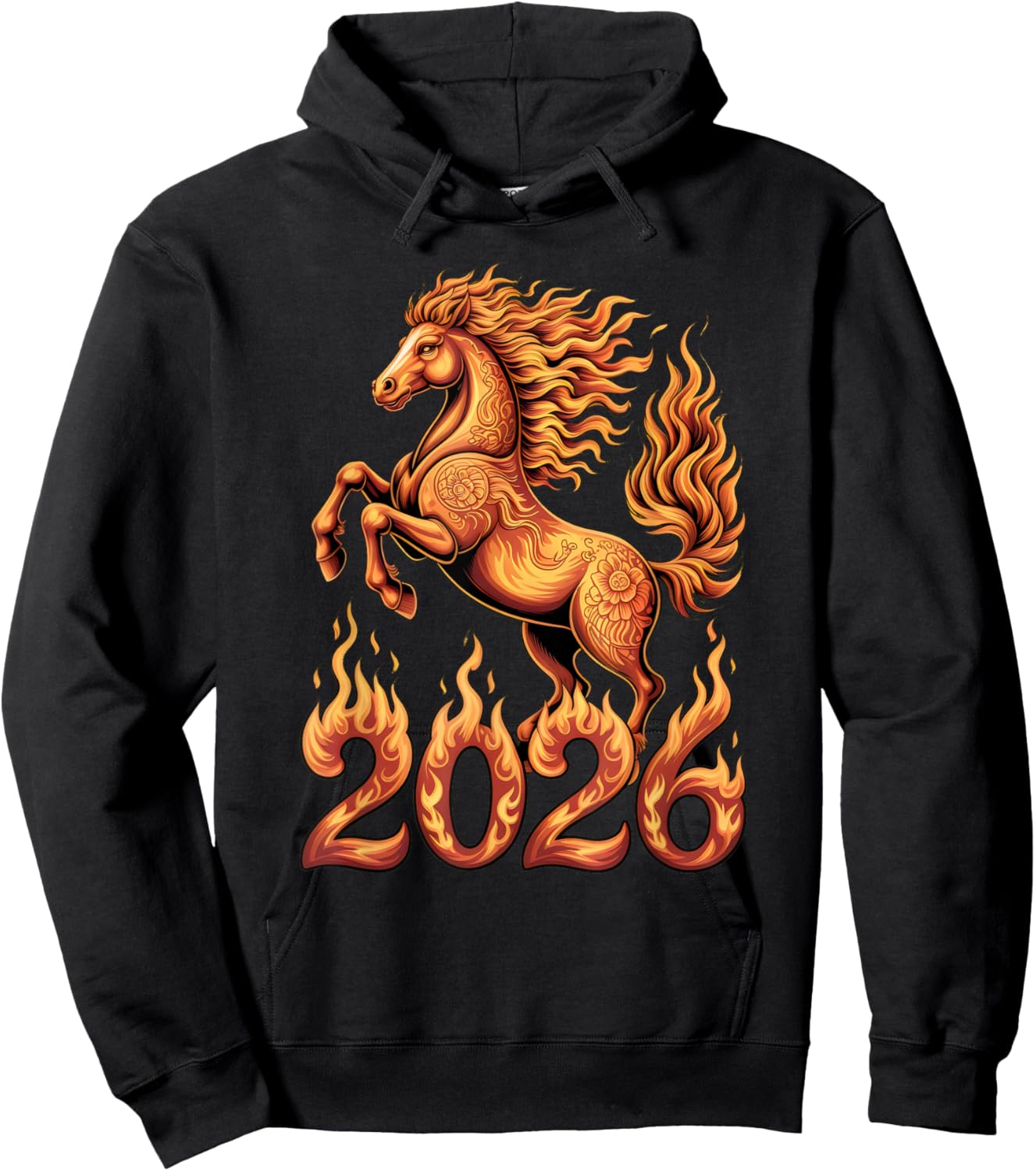 Year of The Horse 2026 Chinese New Year Fire Horse Lunar New Hoodie - Hoodie | Black
