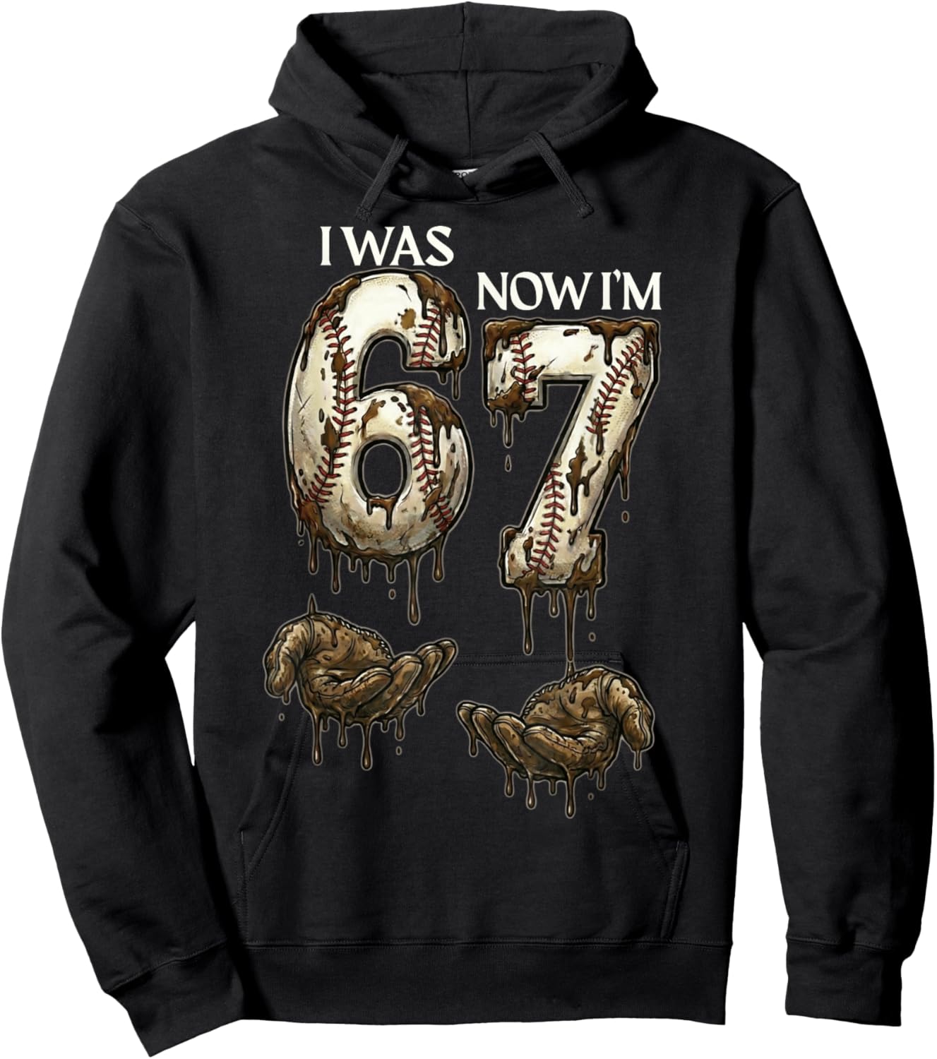 I was 6 Now I'm 7 Funny Baseball 6 7 Birthday Boys Girls Hoodie - Hoodie | Black
