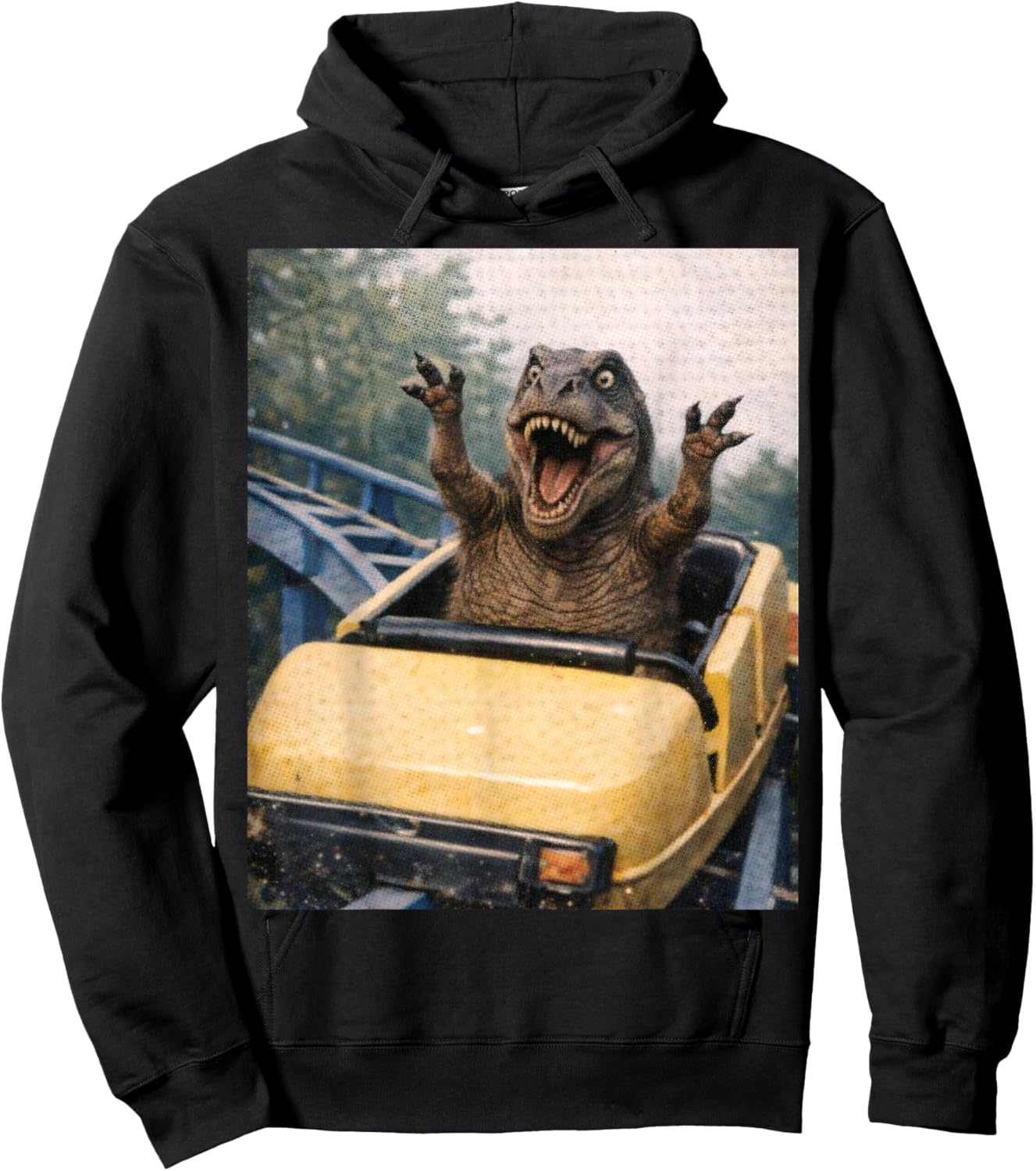 Funny T-Rex Roller Coaster Meme Silly Graphic Dino Hoodie - Hoodie | Black