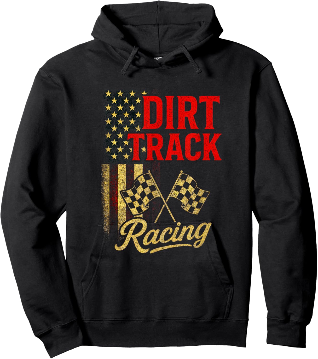 Dirt Track Racing - American Flag Motorsport Hoodie - Hoodie | Black