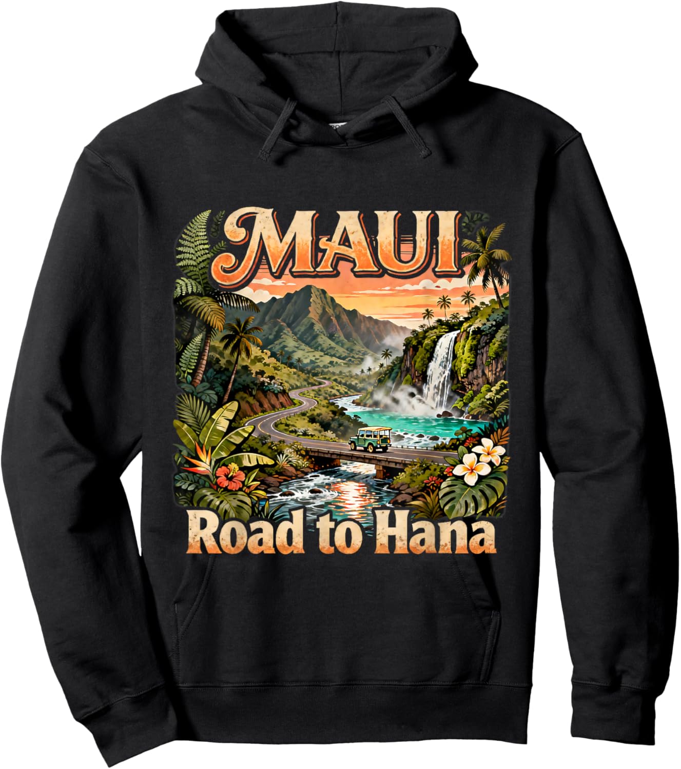 Maui Road to Hana Scenic Hawaii Travel Quote Hoodie - Hoodie | Black