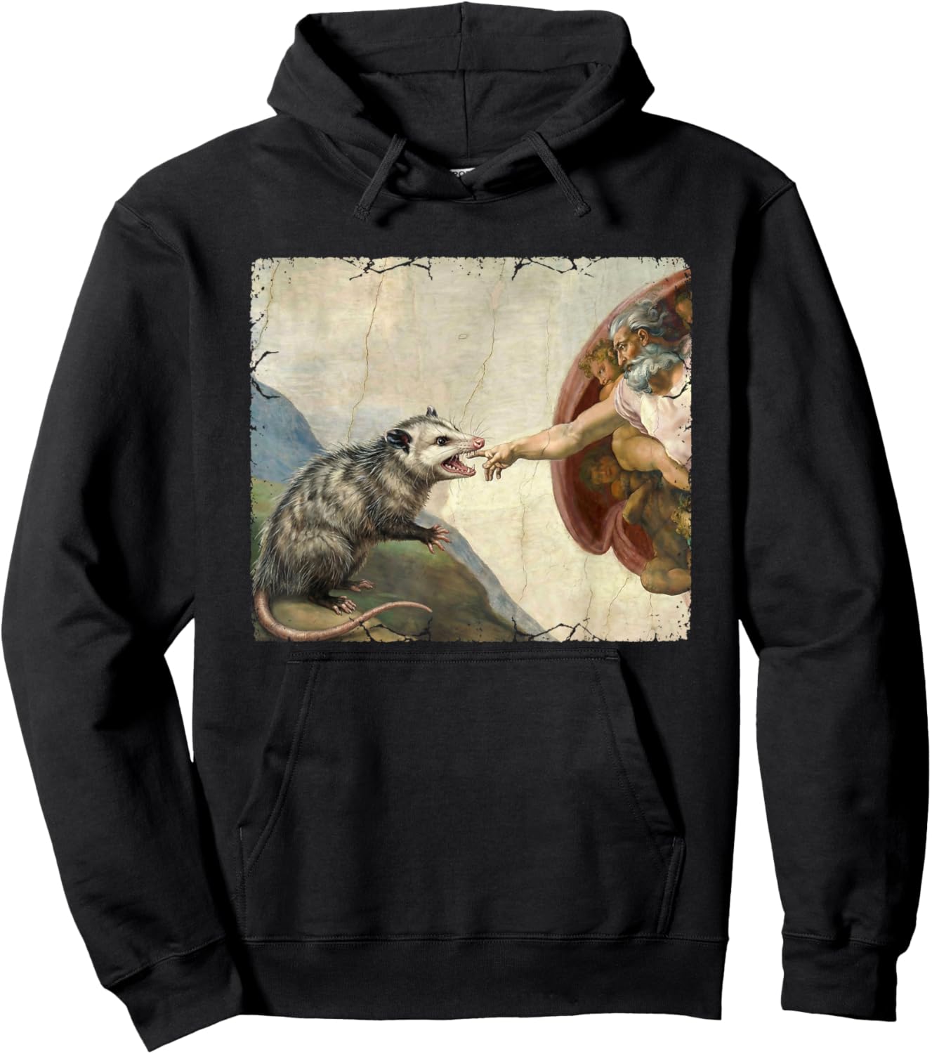 Opossum Biting God's Hand Funny Possum Meme Hoodie - Hoodie | Black