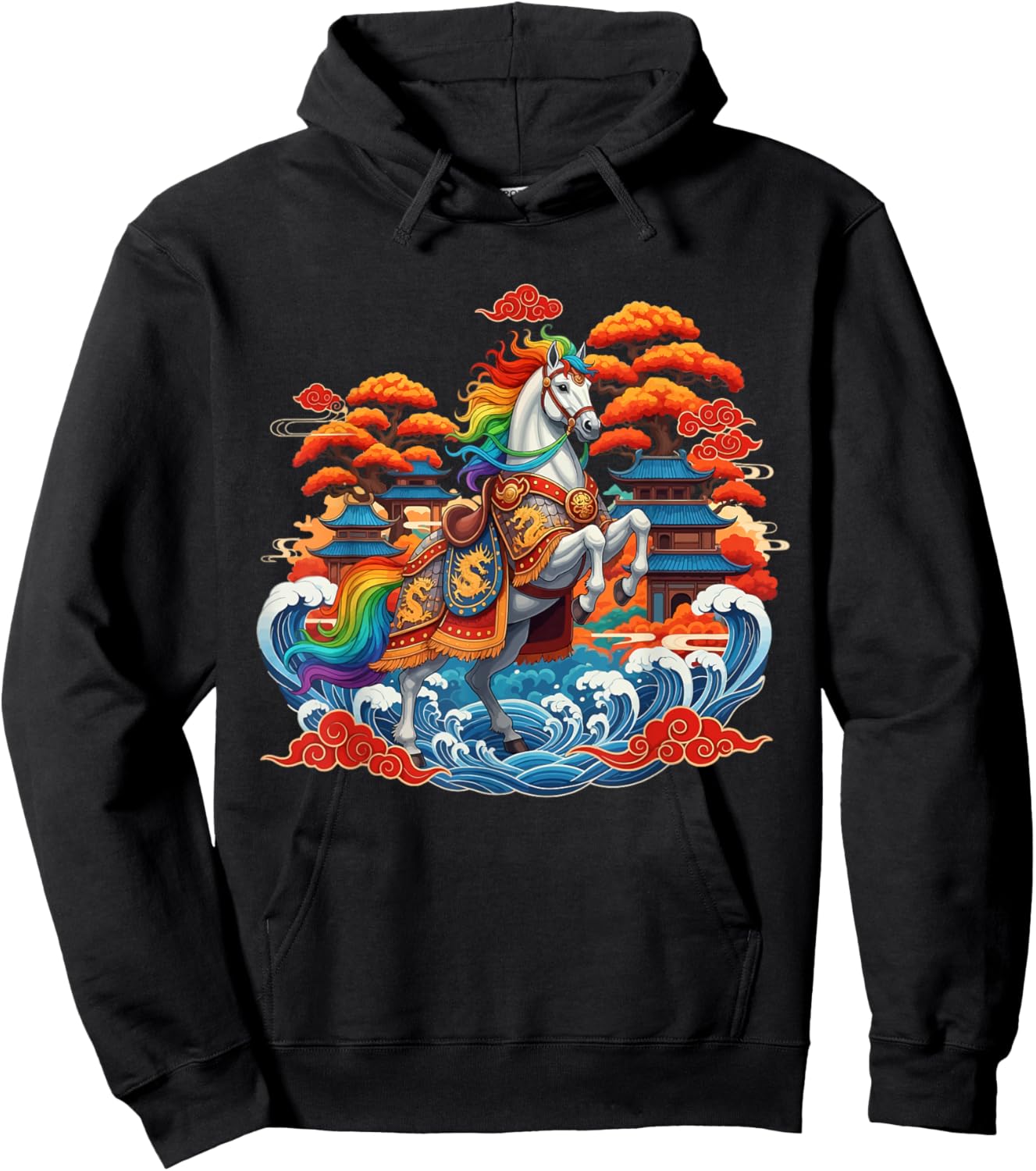 Lunar New Year 2026 Horse Zodiac Celebration Art Chinese Hoodie - Hoodie | Black