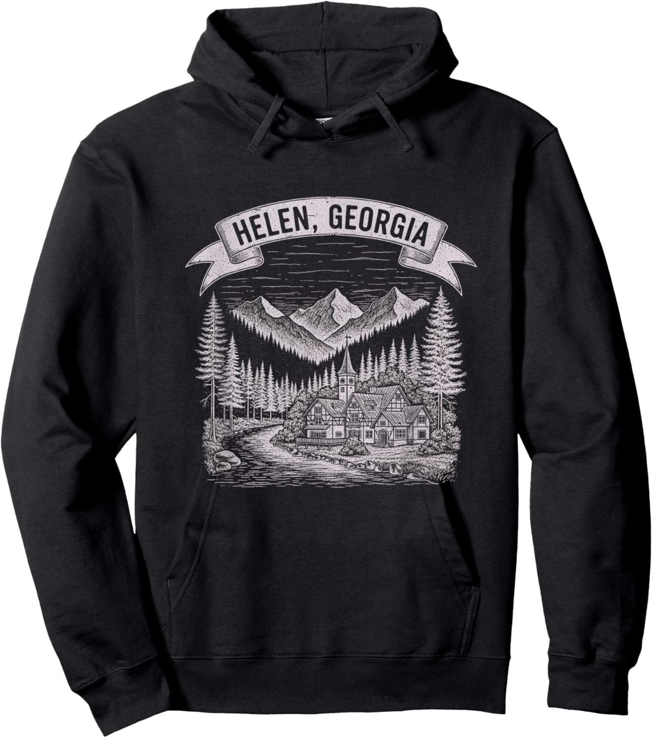 Vintage Helen Georgia Sketch Art Design Hoodie - Hoodie | Black