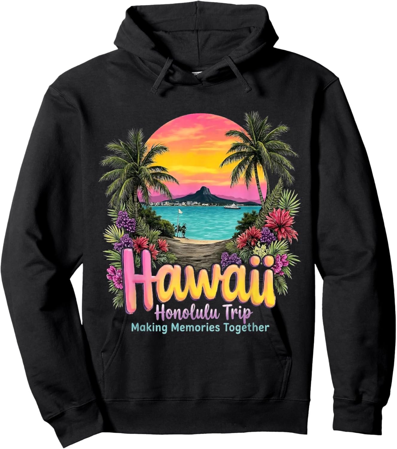 Tropical Hawaii Island Cruise Adventure Waikiki Honolulu Hoodie - Hoodie | Black