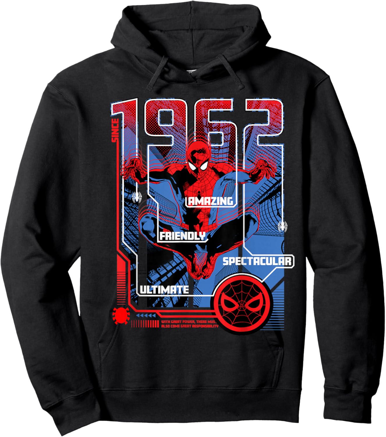 Marvel Spider-Man Since 1962 Iconic Super Hero Hoodie - Hoodie | Black