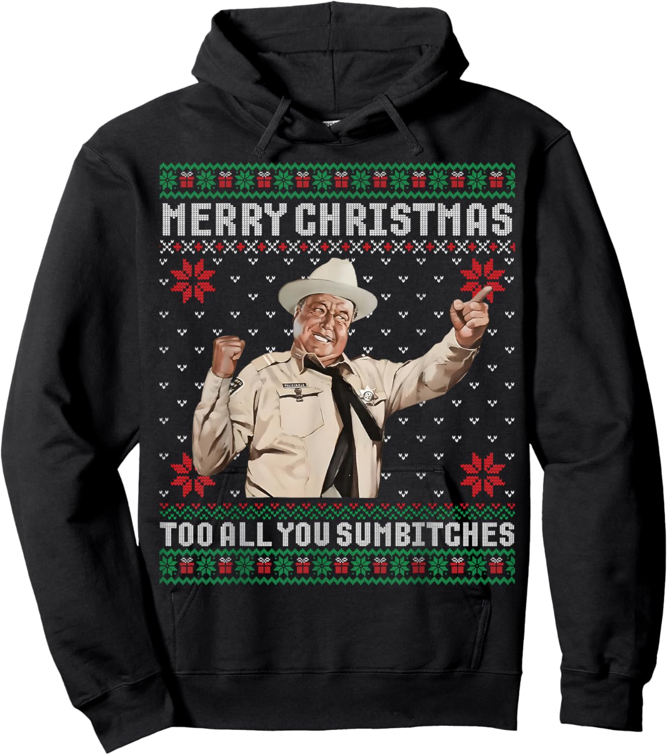 Merry Christmas to All You Sumbitches Ugly Sweater Vintage Hoodie - Hoodie | Black